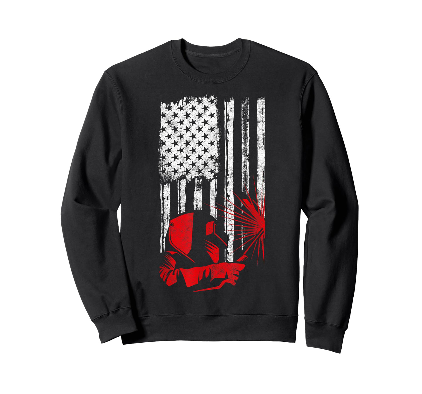 Welder American Flag Welding Gift Usa Distressed Helmet T-Shirt