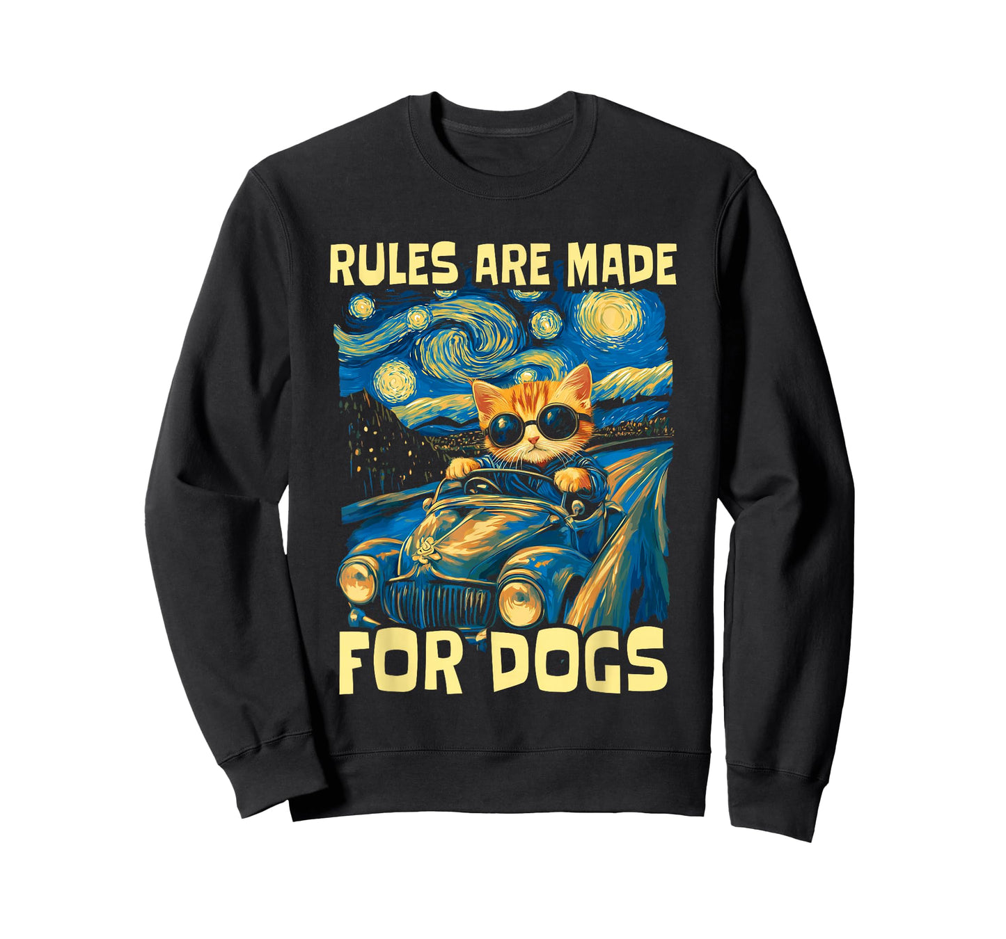 Funny Cat Lover - Rules Are Made for Dogs Driving Cat T-Shirt