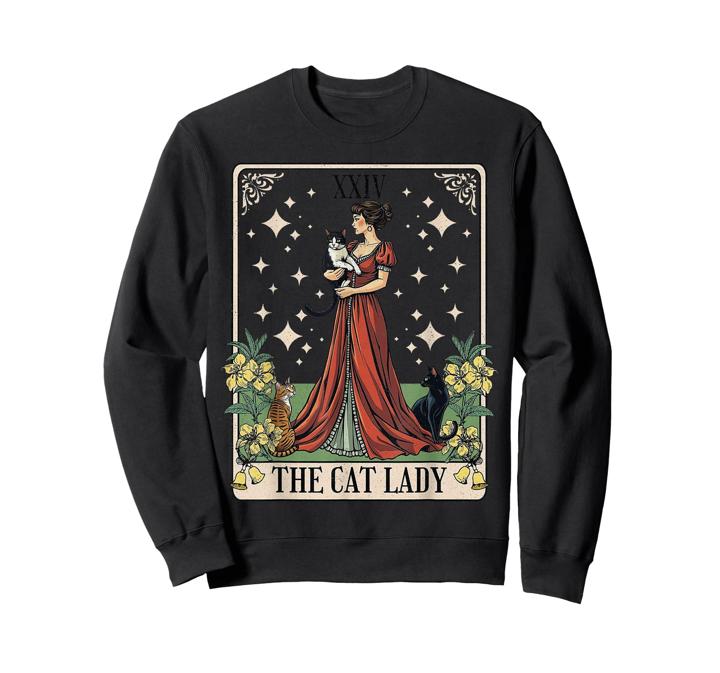 The Cat Lady Tarot Card, Vintage Gothic Cat Women Cat Mom T-Shirt