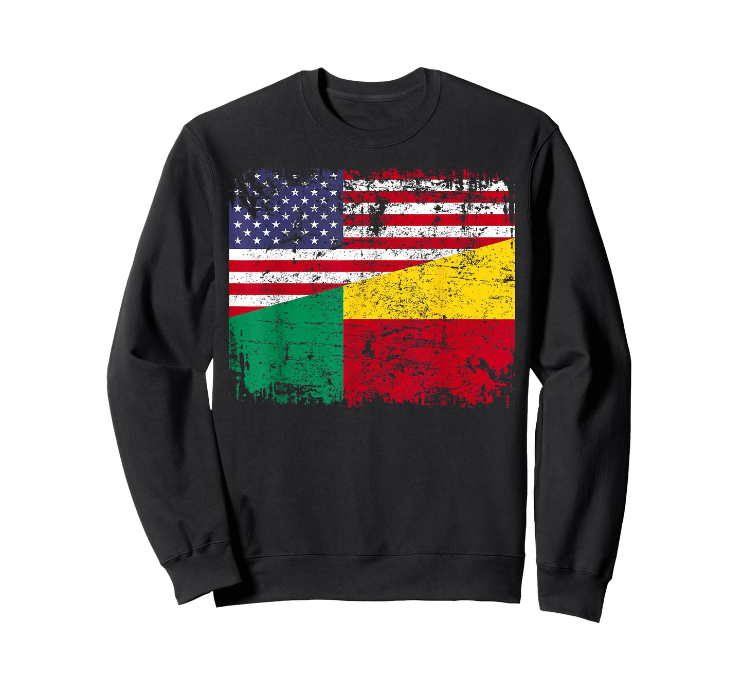BENINESE ROOTS | Half American Flag | BENIN FLAG T-Shirt