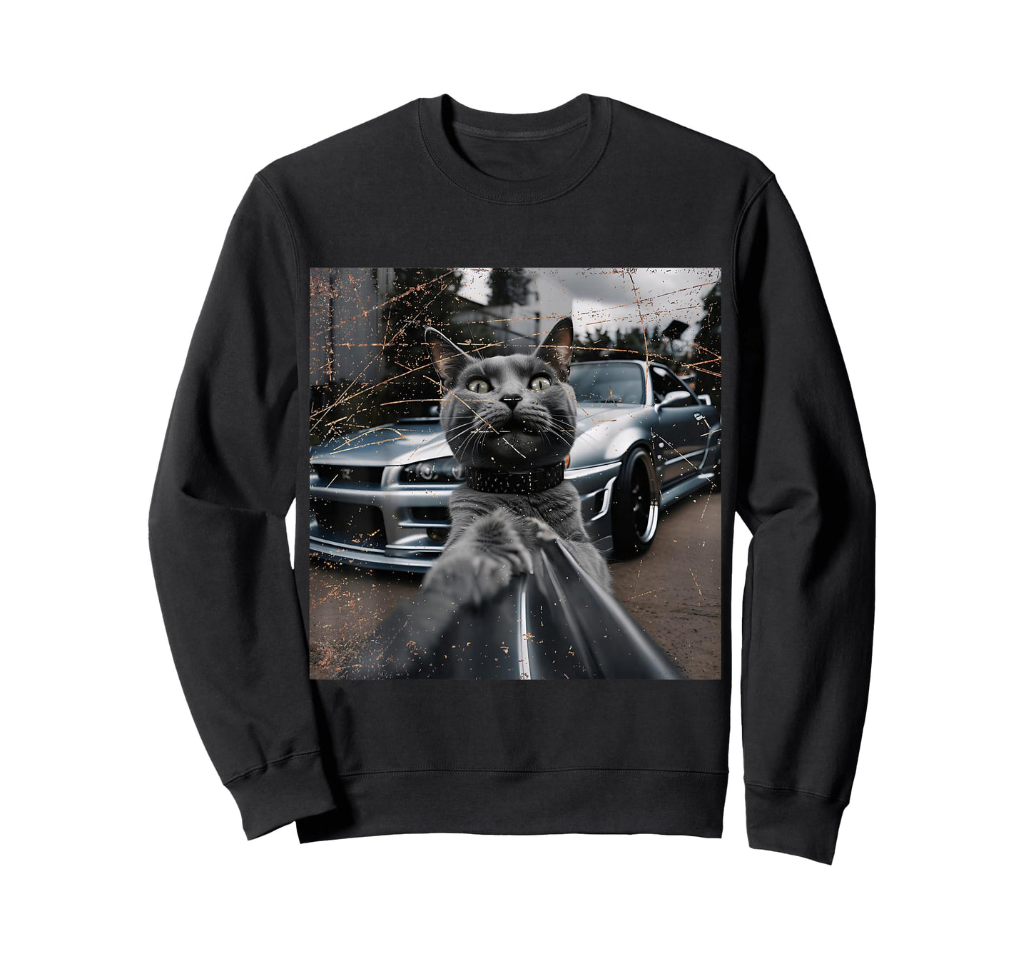 Distress Cat Selfie JDM Drift Car For Kawaii Cats Lovers T-Shirt