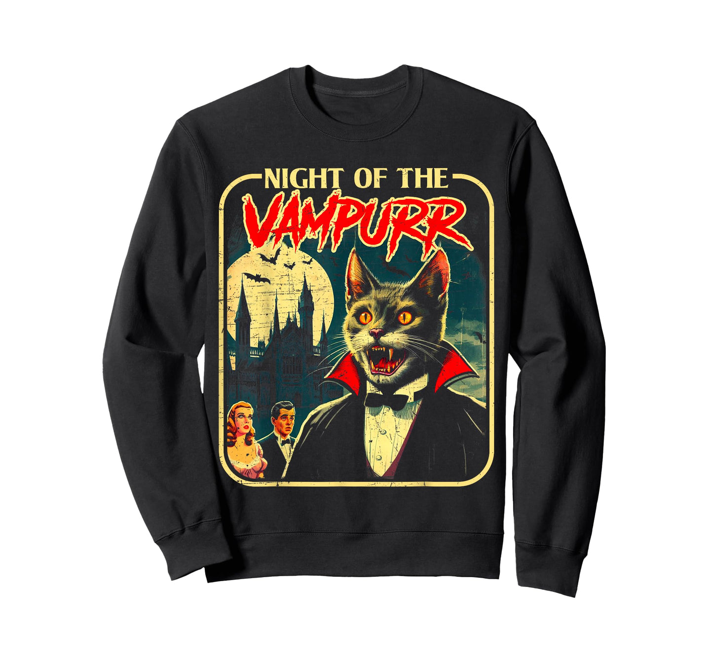 Night of The Vampurr Funny Cat Halloween T-Shirt
