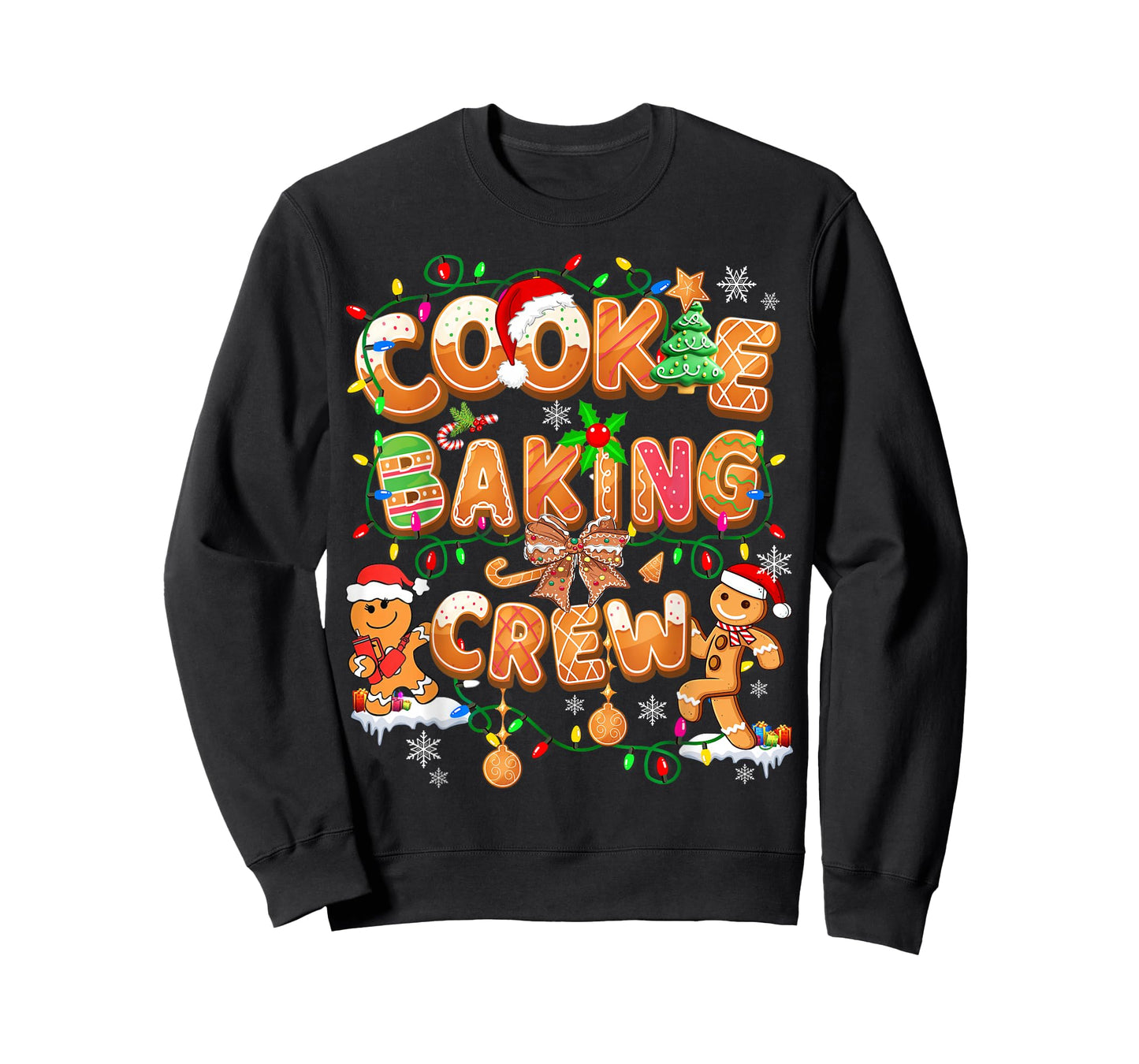 Cookie Baking Crew Gingerbread Cooking Lover Xmas Lights T-Shirt