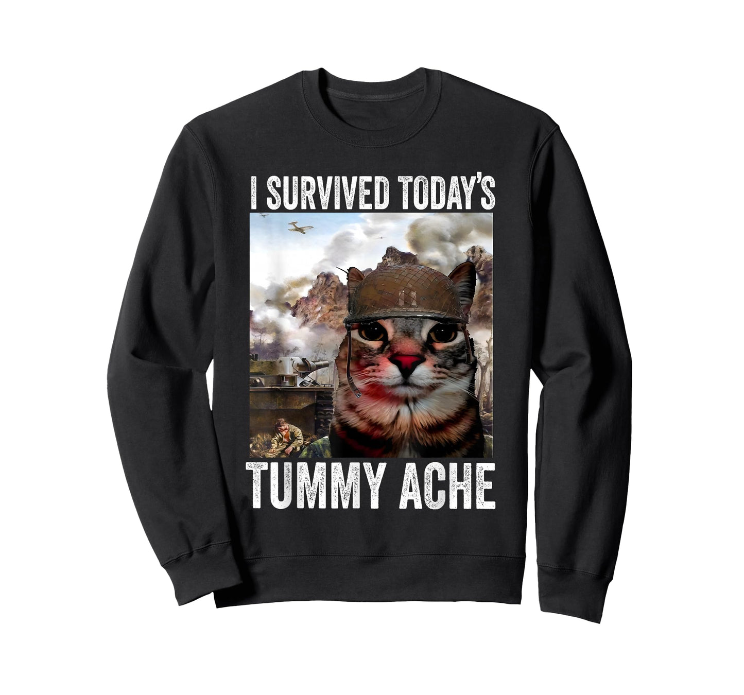 i Survived Today's Tummy ache cat - Lactose Tolerant T-Shirt