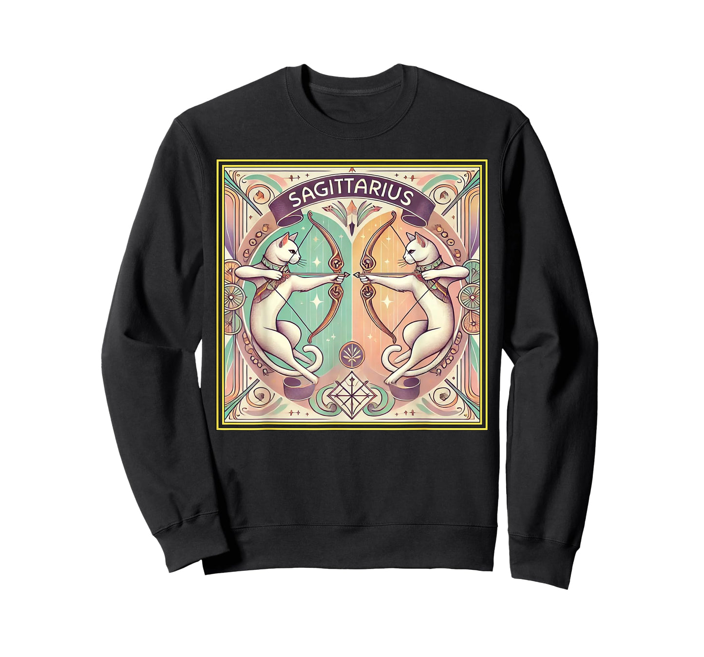 Sagittarius Cats Zodiac Astrology in Art Deco T-Shirt
