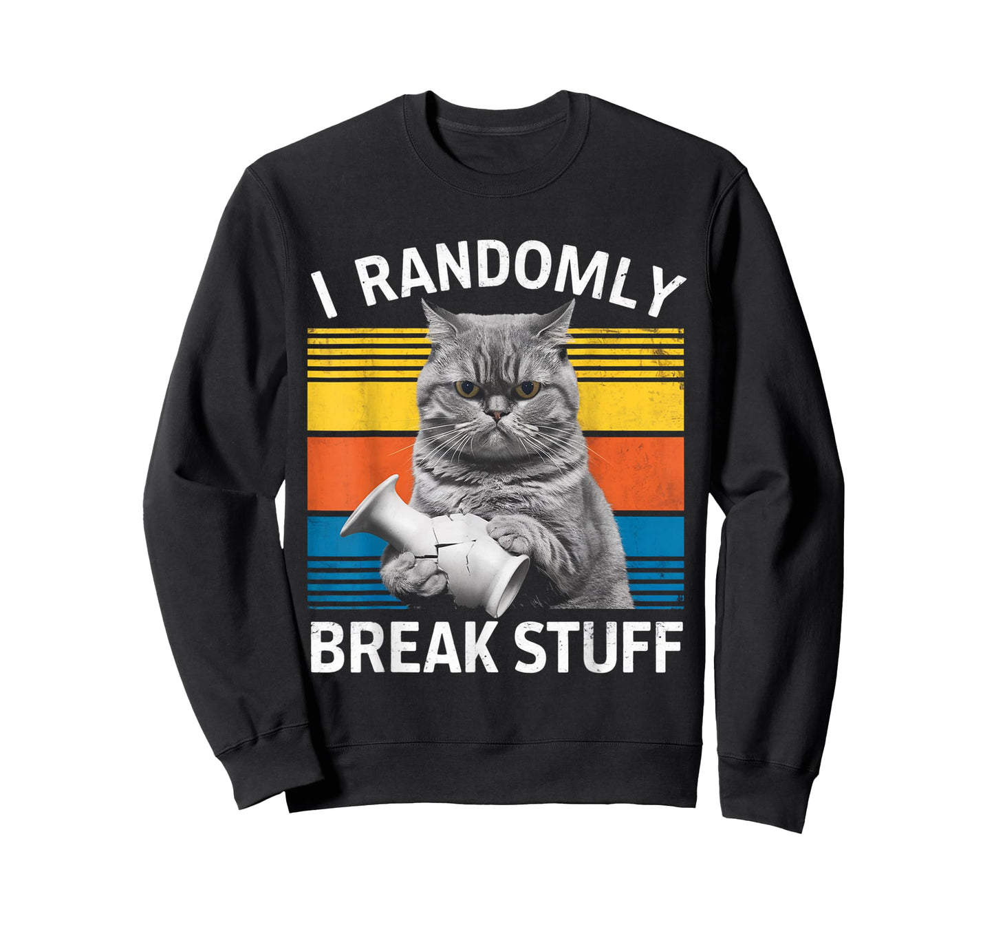I Randomly Break Stuff Retro Vintage Funny Cat T-Shirt