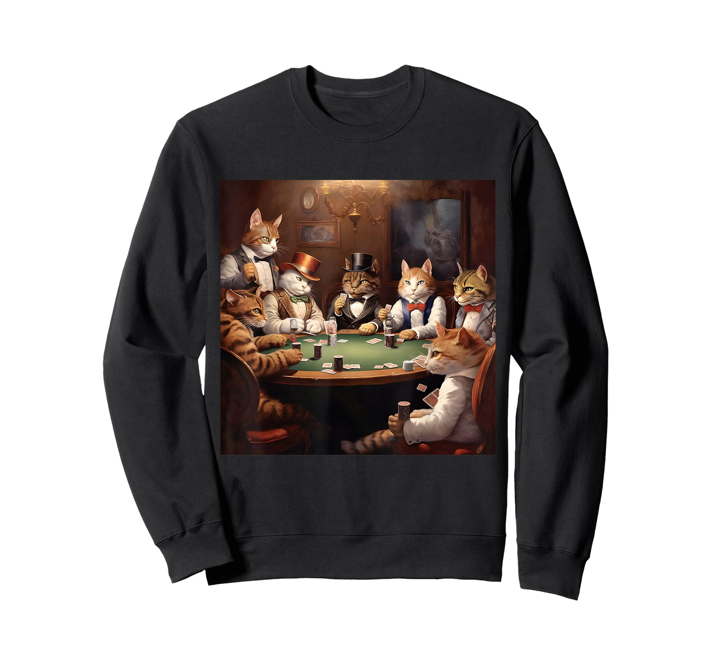 Poker Cat Lover Casino Gambling Cats Playing Poker Cards T-Shirt, Small, Black