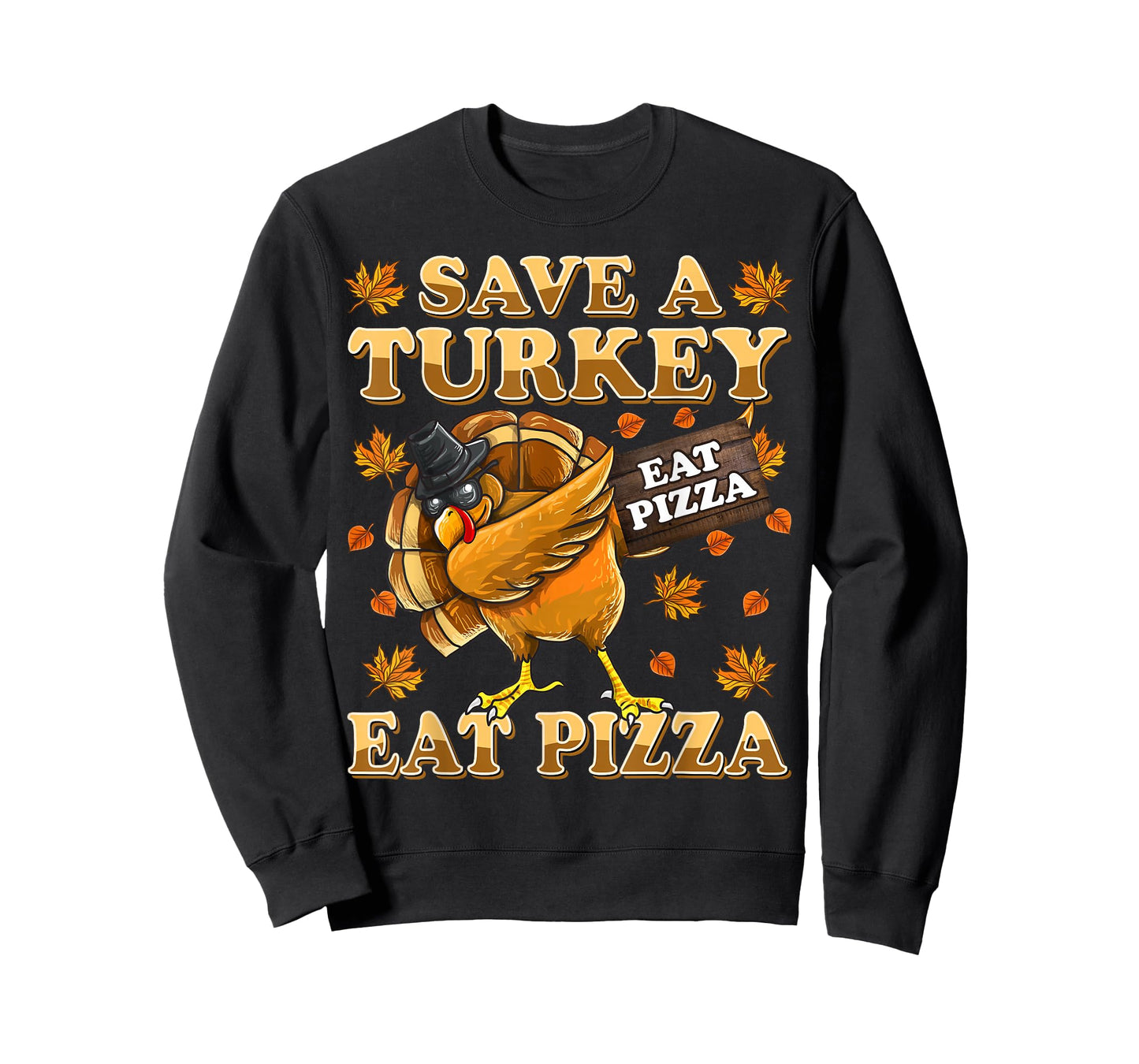 Save A Turkey Eat Pizza Shirt Thanksgiving Kids Adult Vegan T-Shirt