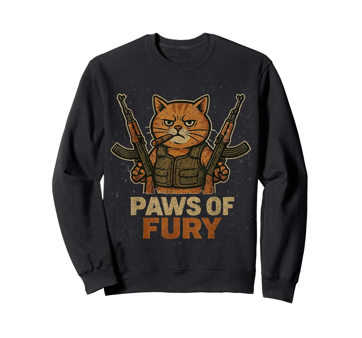 Funny Army Cat with Gun Soldier Fighter kitty Paws of Fury T-Shirt