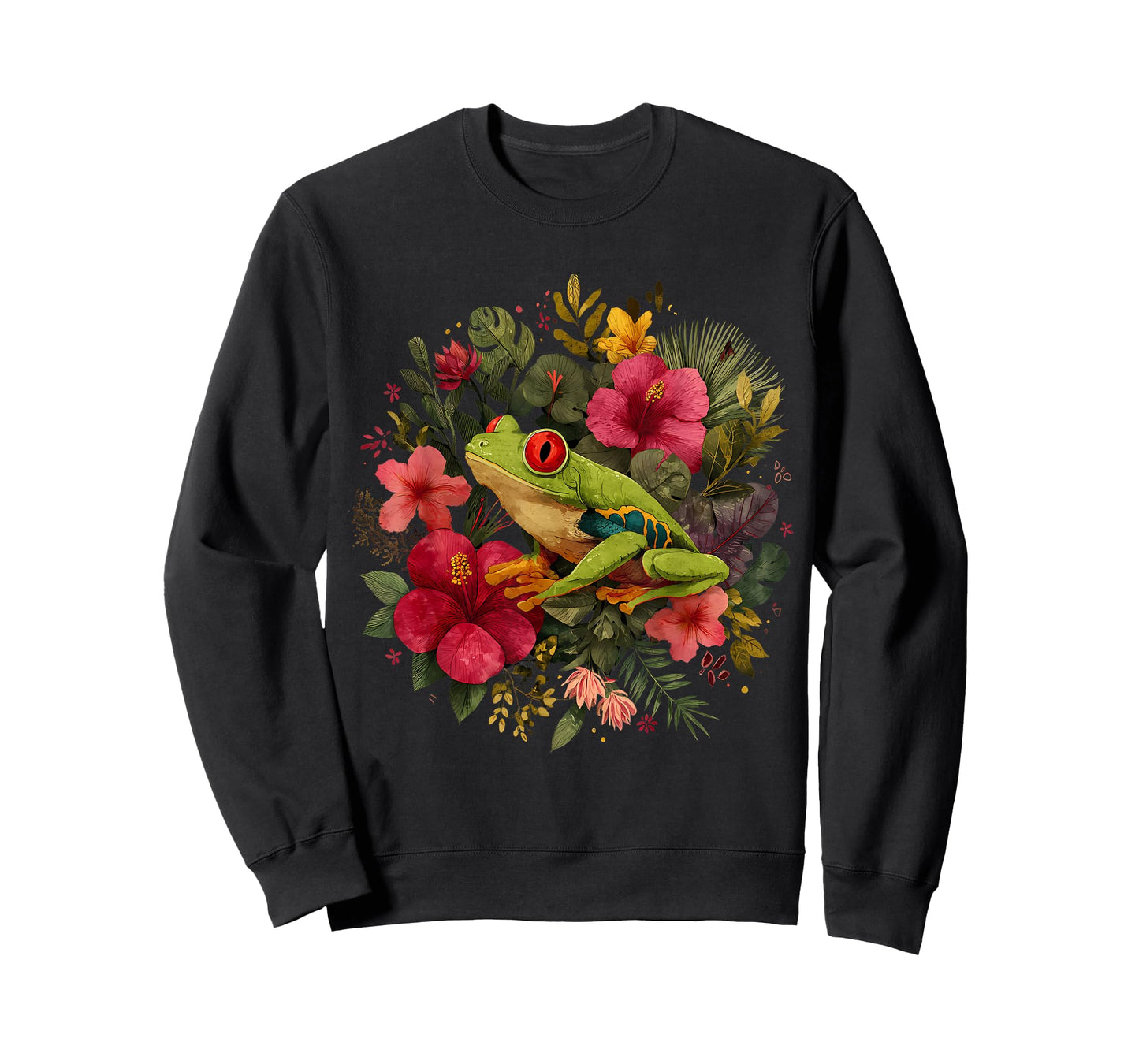 Green Body Tree Frog Rainforest Amphibian Red Eyed Tree Frog T-Shirt