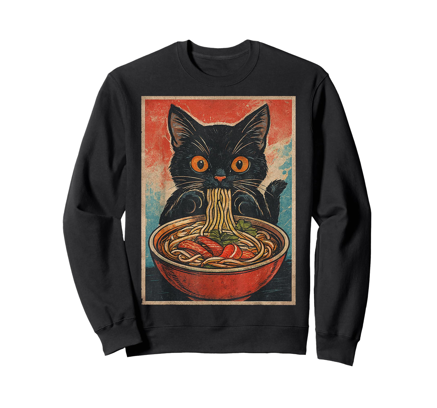 Funny Black Cat Eating Vietnamese Pho Noodle T-Shirt