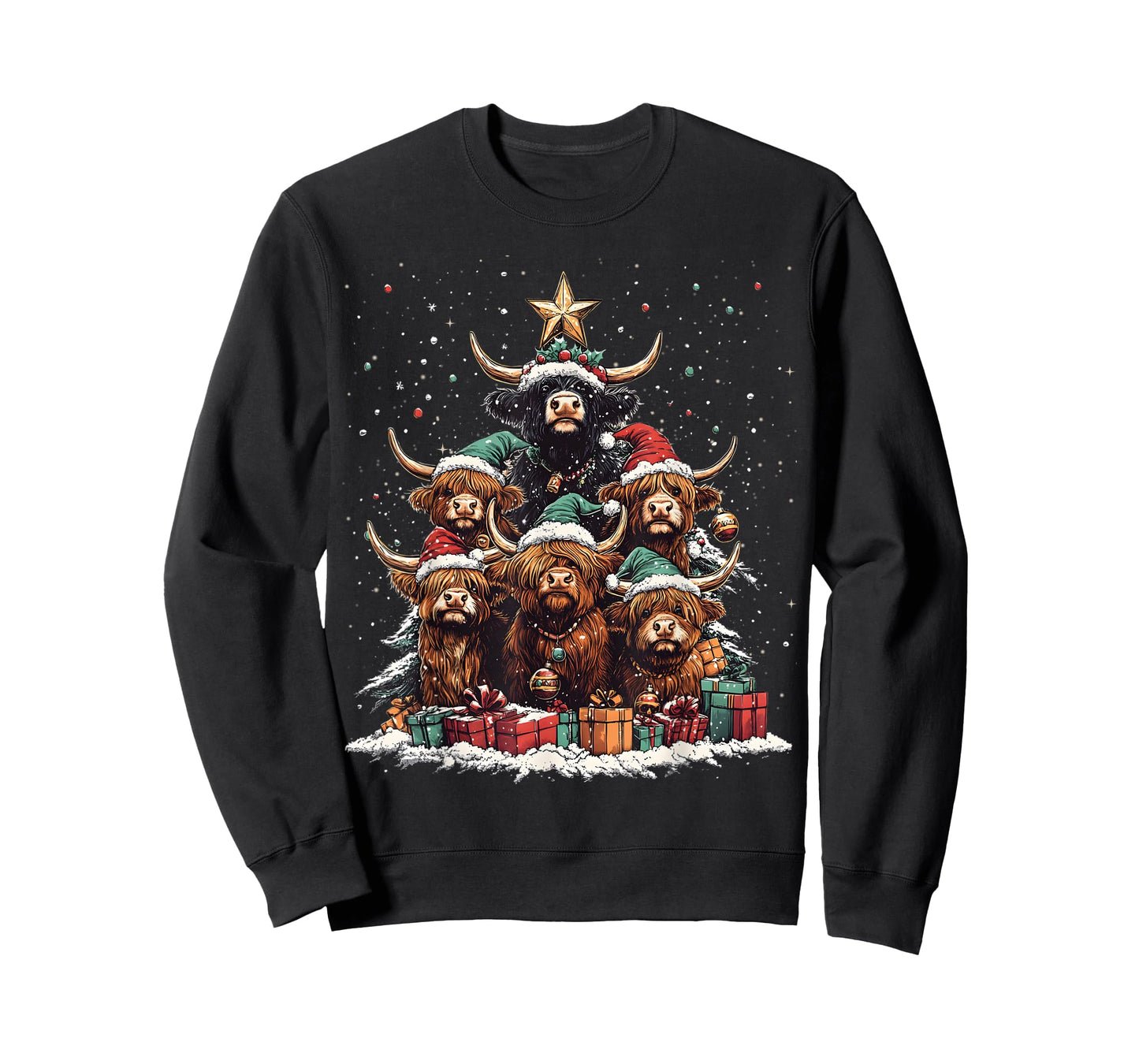 Highland Cow Christmas Tree Ornament Decor Xmas T-Shirt