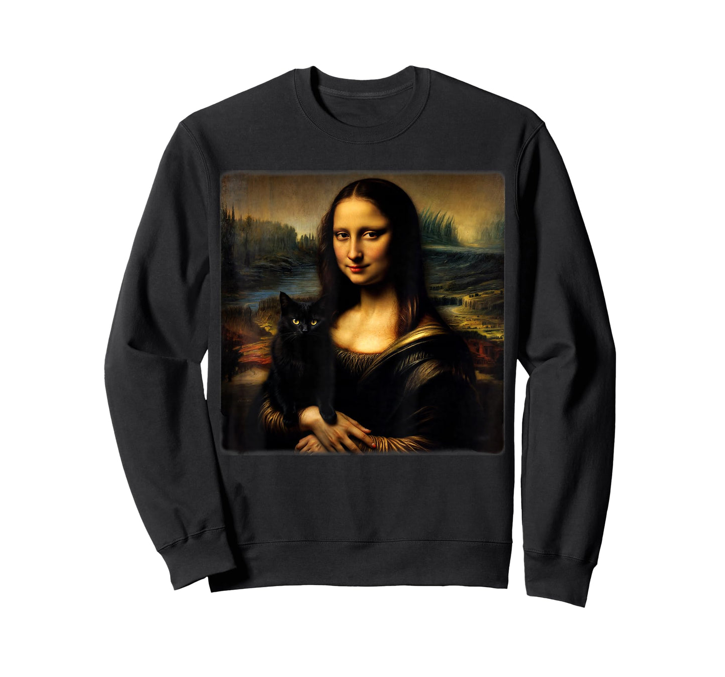 Mona Lisa Holding Black cat Black cat Mom Black cat Dad Cute T-Shirt