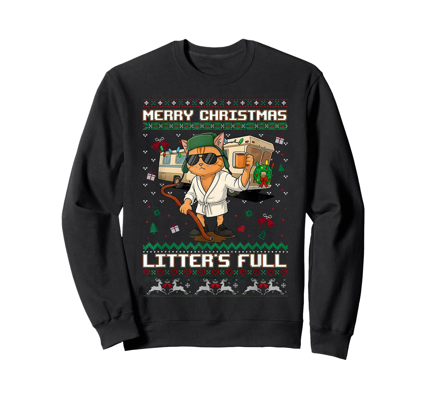 Merry Christmas Litter's Full Funny Cat Ugly Xmas T-Shirt