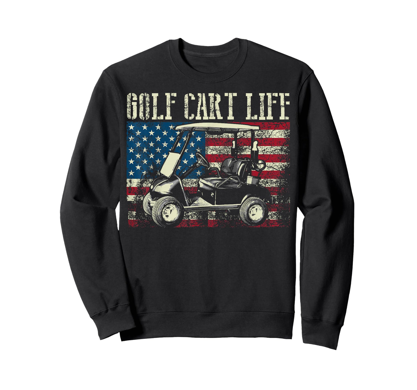 Cool Golf Cart Vintage US Flag Funny Golfing Gift Men Women T-Shirt
