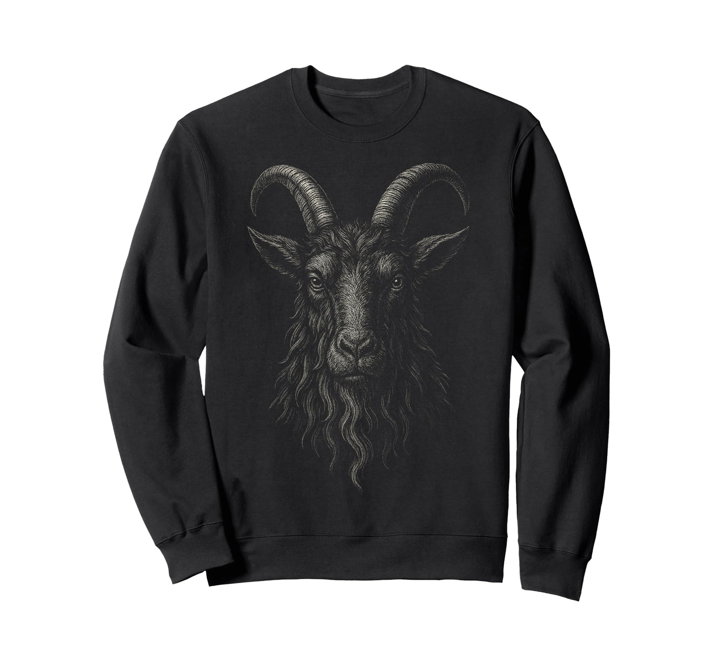 Black Goat Phillip Horned Beast Head Gothic Print T-Shirt