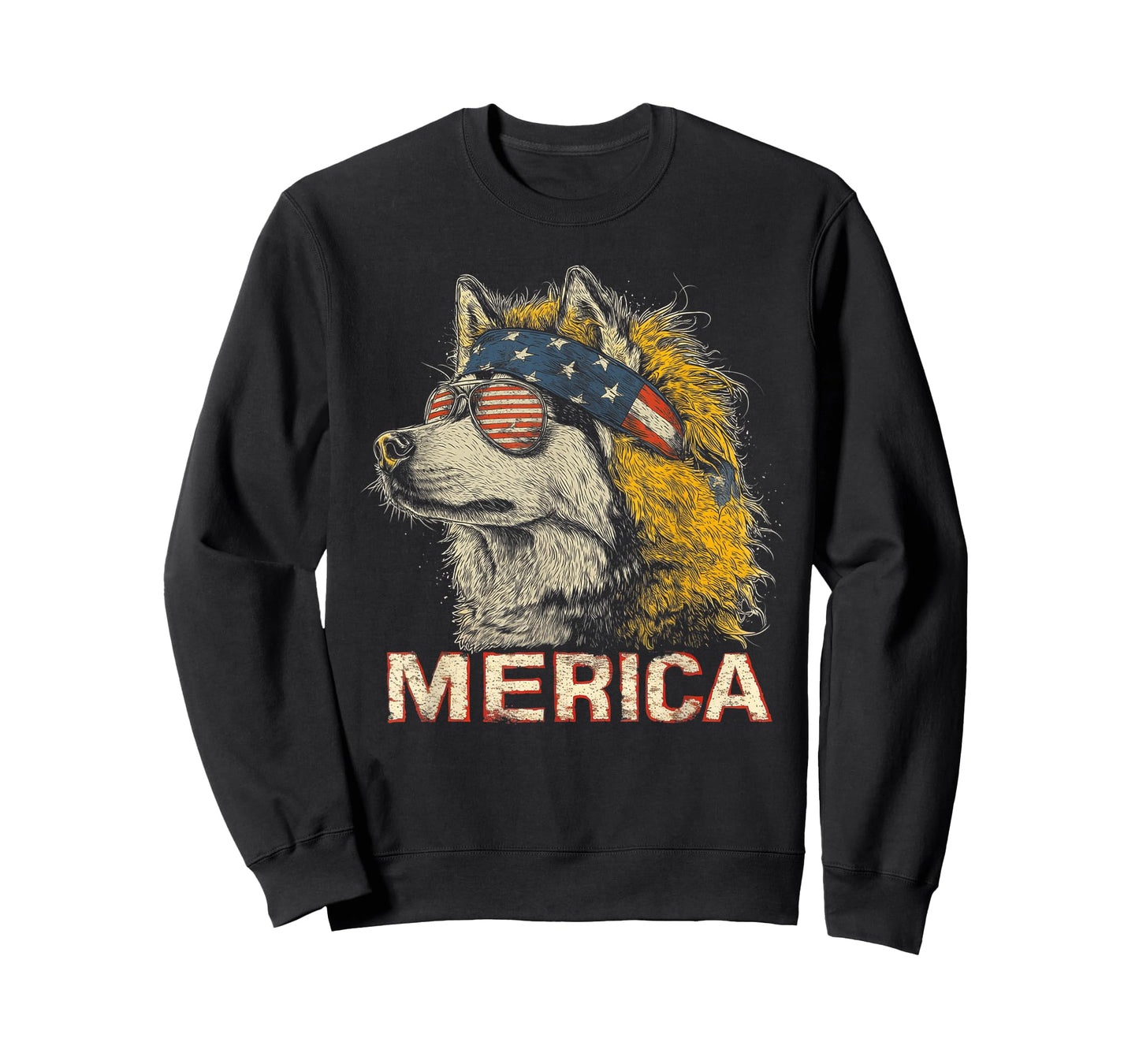 Siberian Husky Dog - Patriotic USA 4th of July American Flag T-Shirt