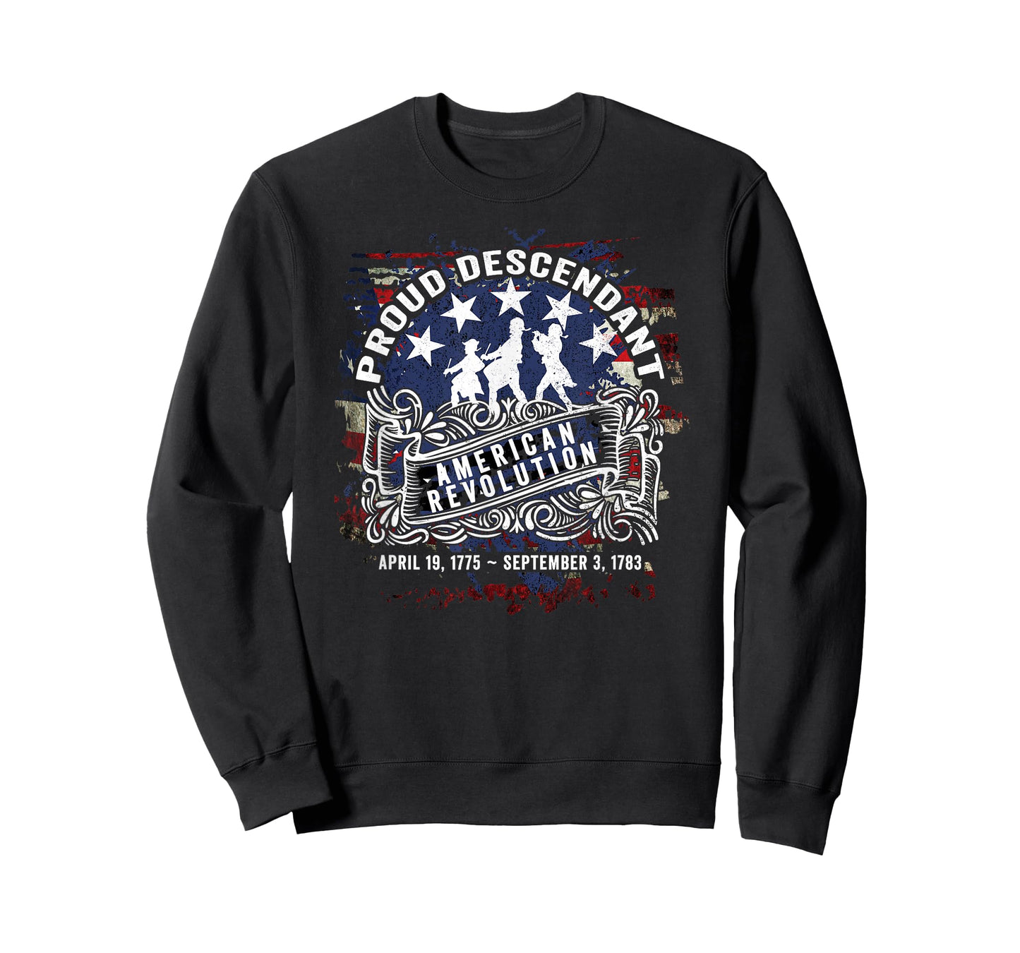 Proud Descendant American Revolution Fife and Drum Novelty T-Shirt Small