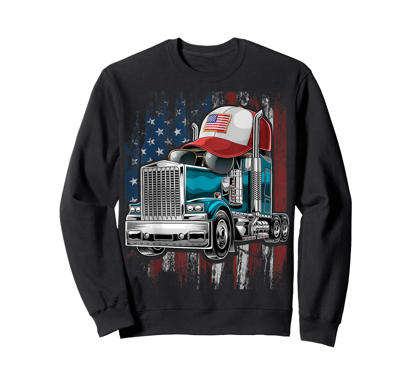 Trucker American Flag Trucker Hat Truck Driver Gift Men T-Shirt