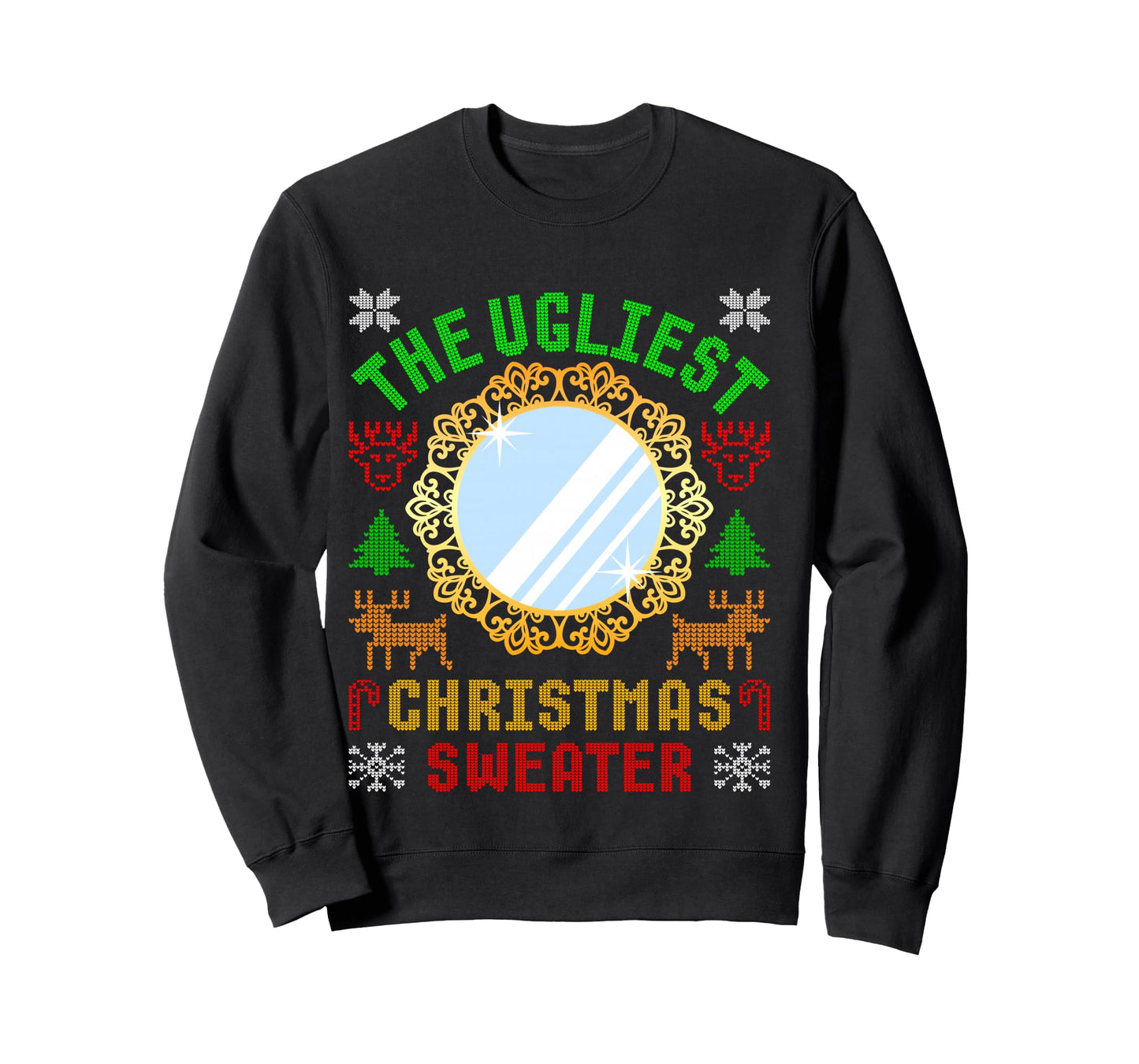 The Ugliest Christmas Sweater With An Image Of A Mirror Long Sleeve T-Shirt
