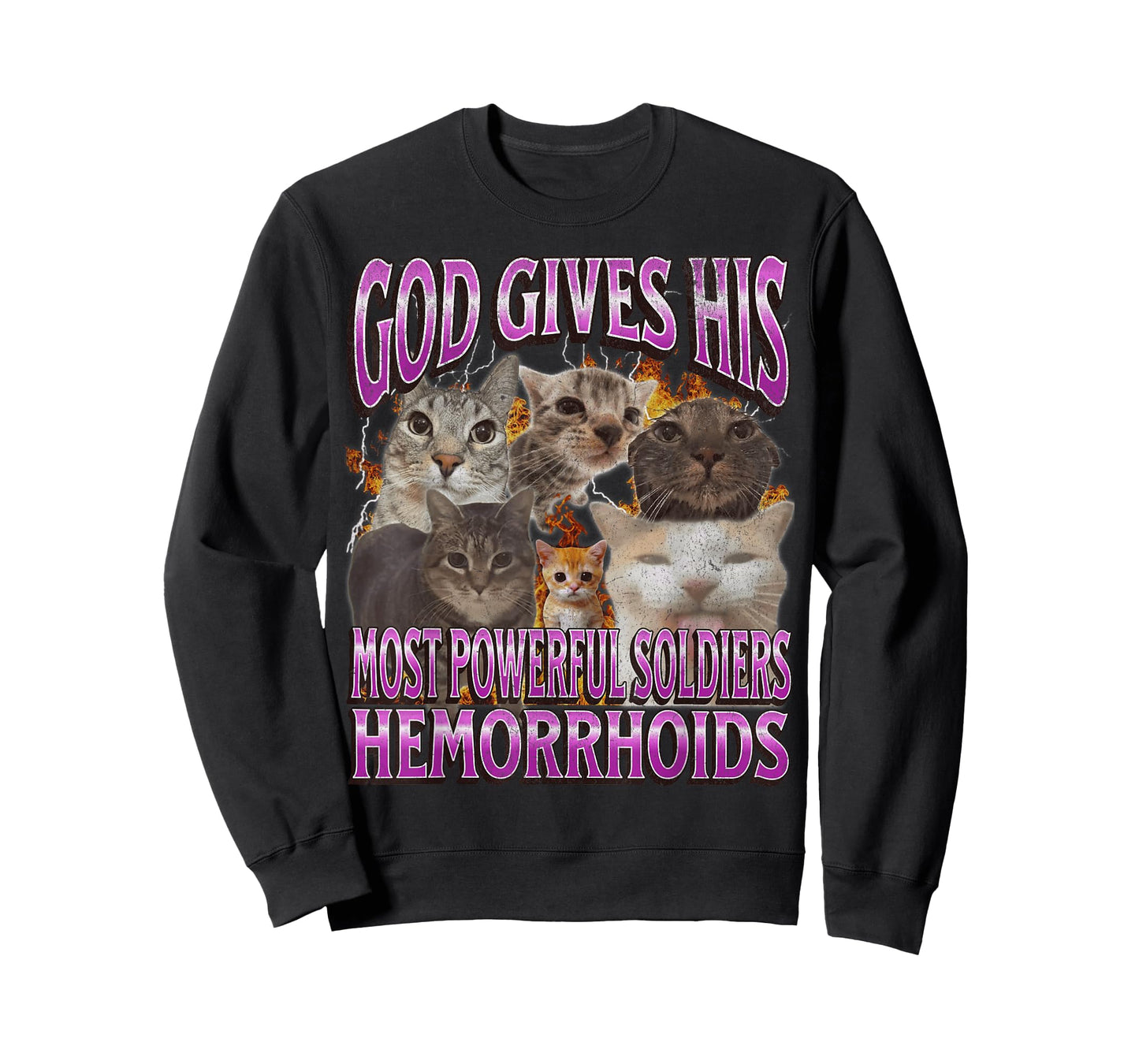 God Gives His Most Powerful Hemorrhoids Funny Cat Meme T-Shirt