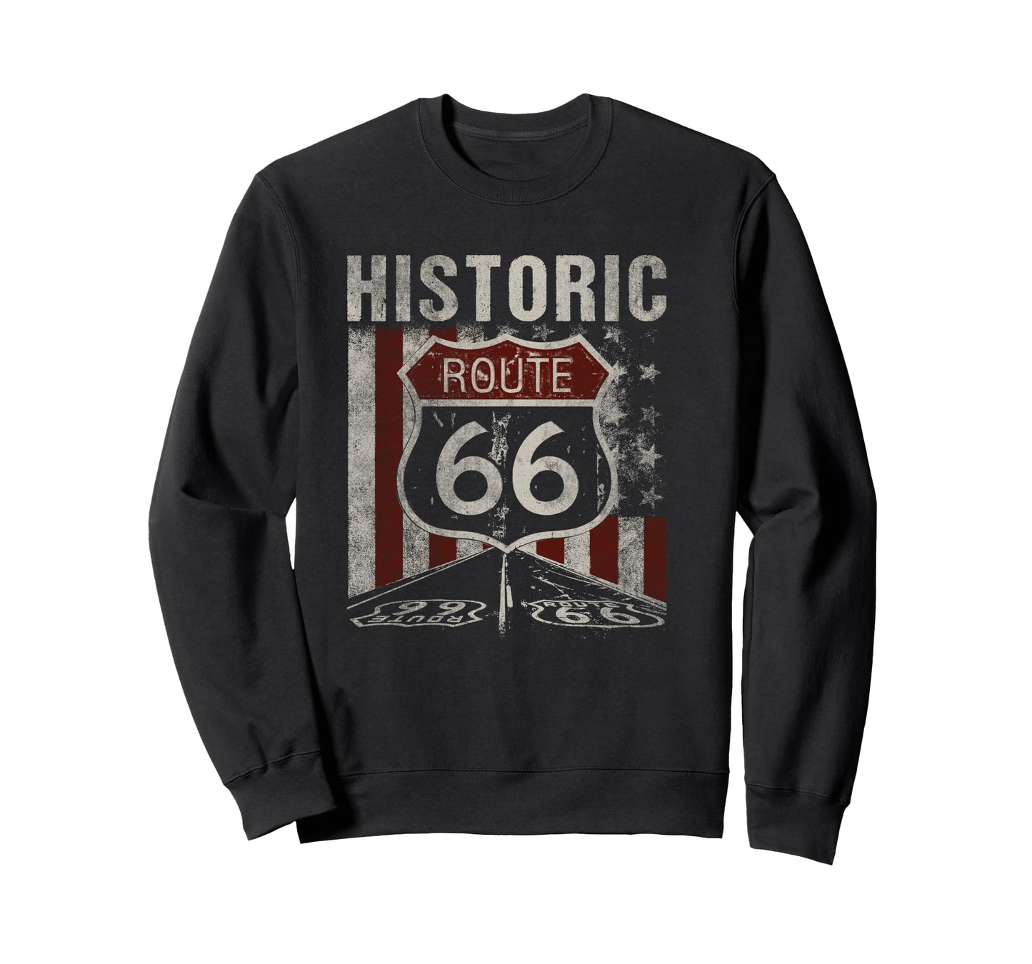 Historic U.S.A. Route 66 Highway Vintage America Road Sign Long Sleeve T-Shirt