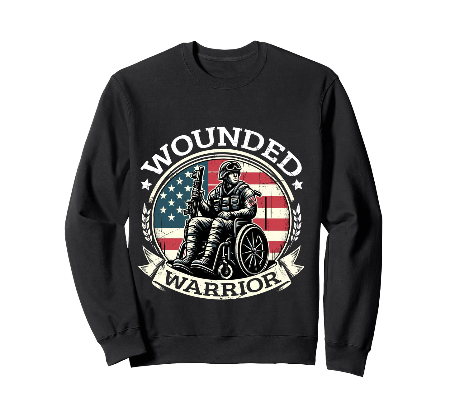 Wounded Warrior American Hero Veteran Military Support Long Sleeve T-Shirt