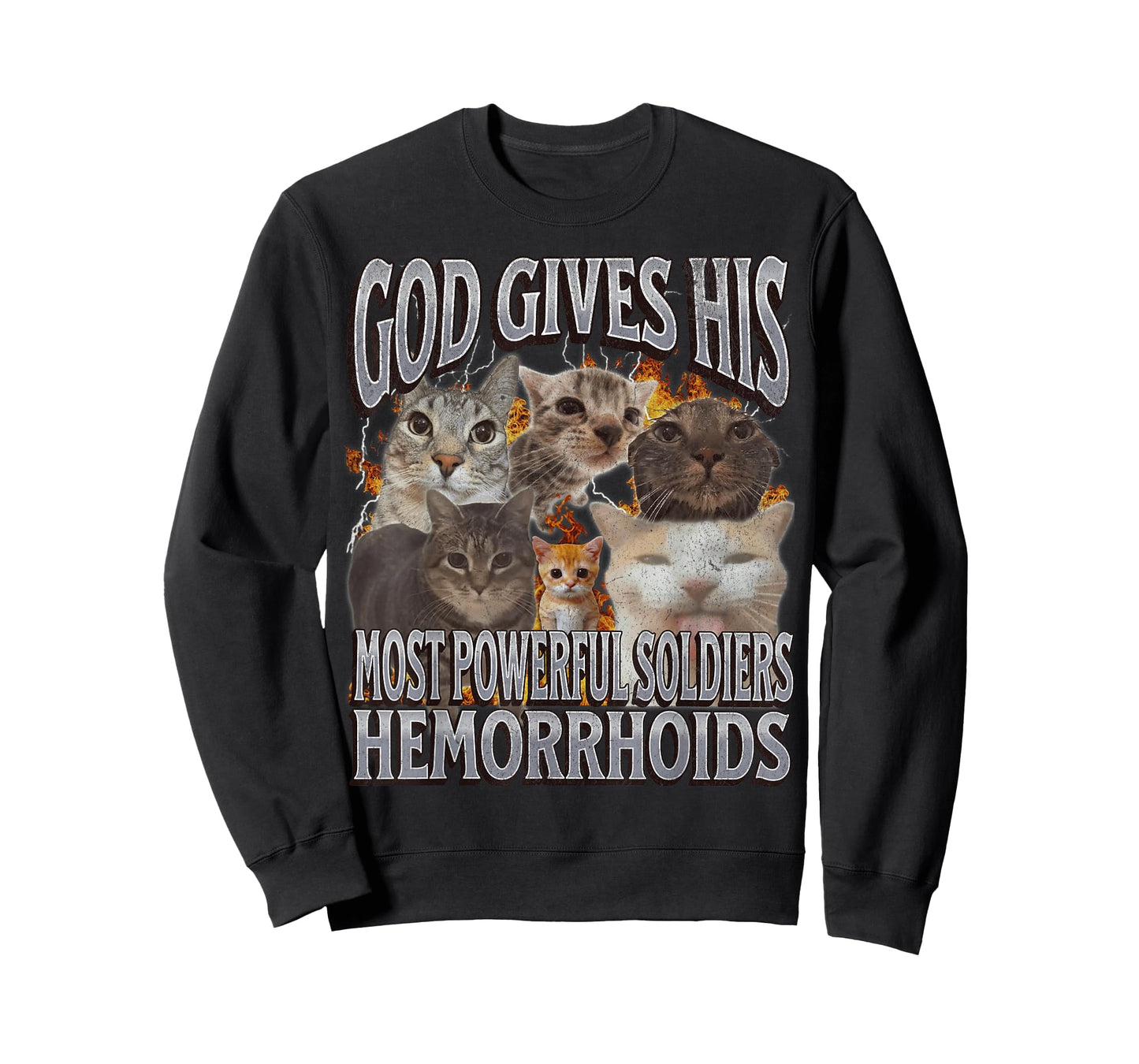 God Gives His Most Powerful Hemorrhoids Funny Cat Meme T-Shirt