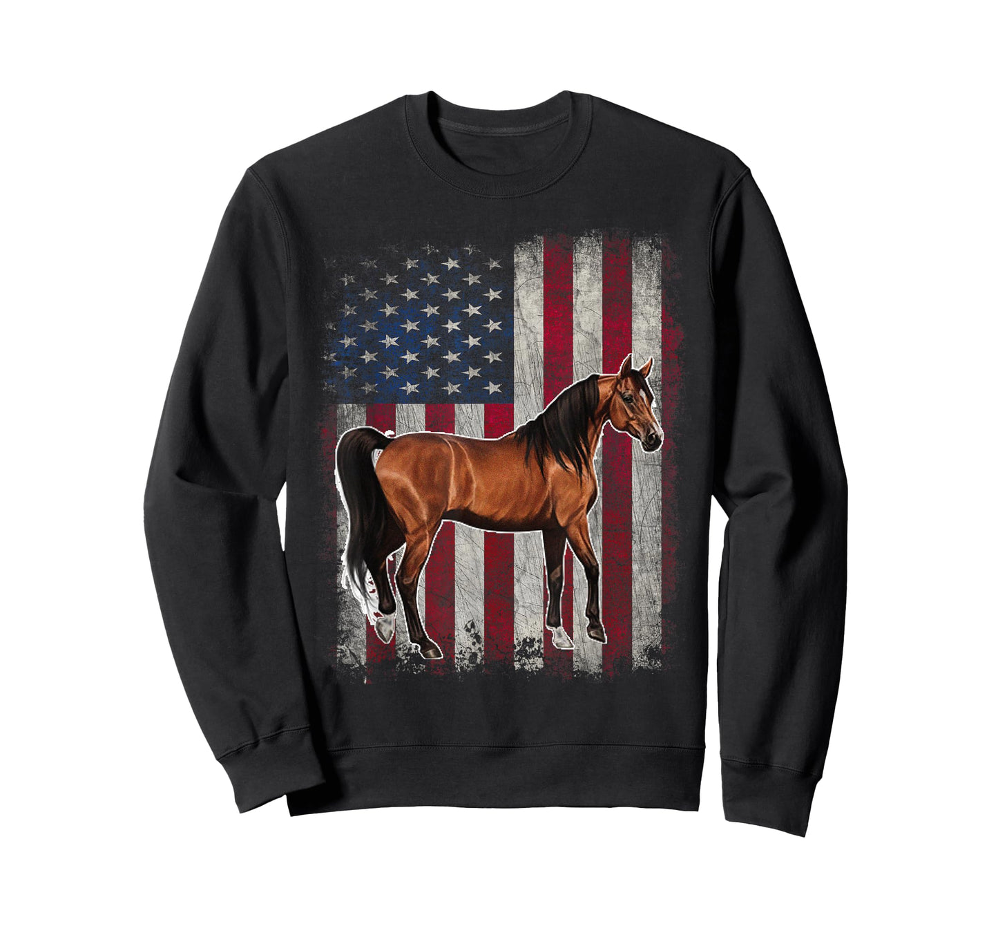 Arabian Horse Patriotic American Flag Vintage Horseback T-Shirt