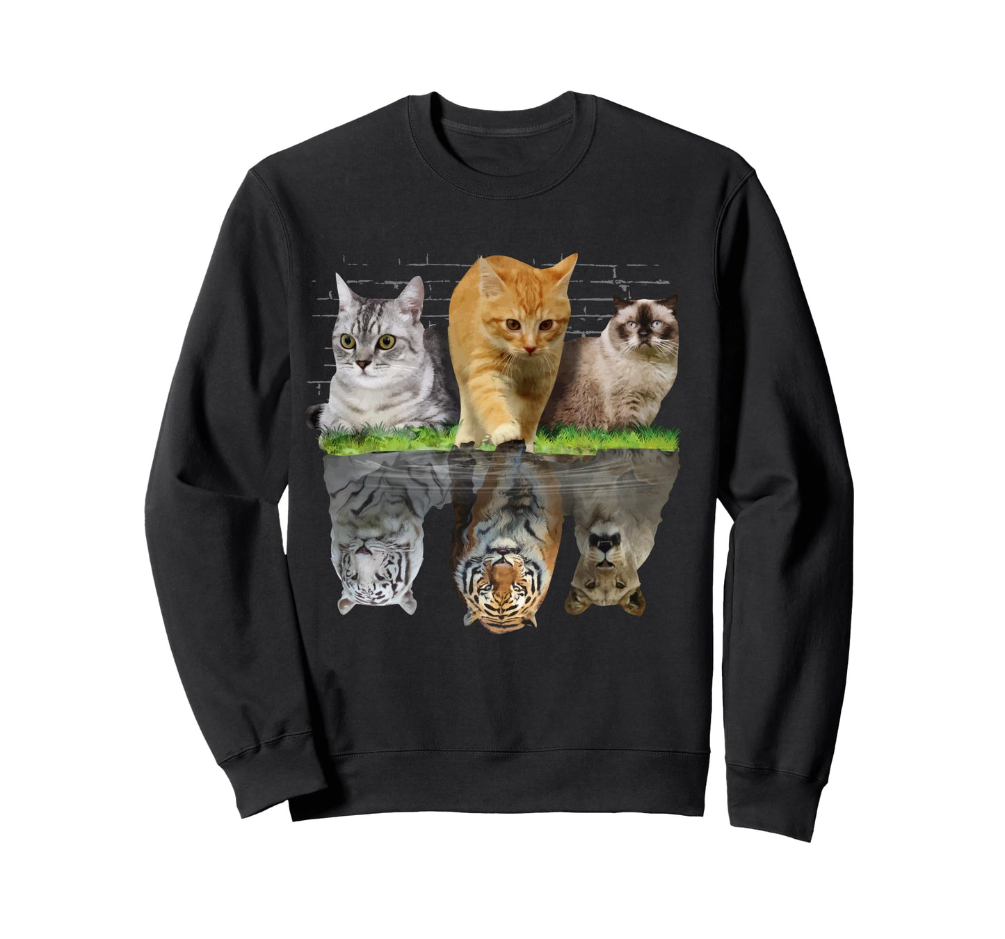 Fun Cat Reflection Gift Design Idea Long Sleeve T-Shirt