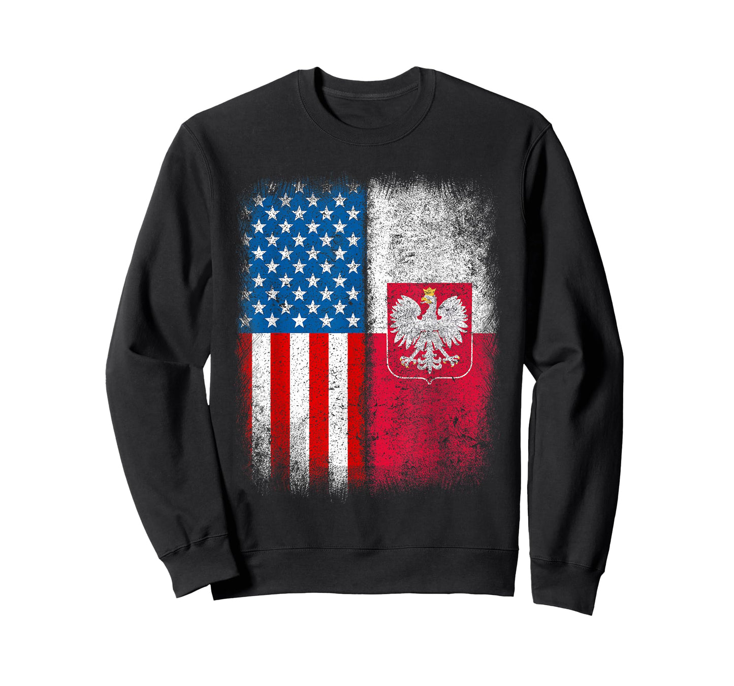 Polish American Flag Half Poland USA Us Polska Eagle Emblem T-Shirt