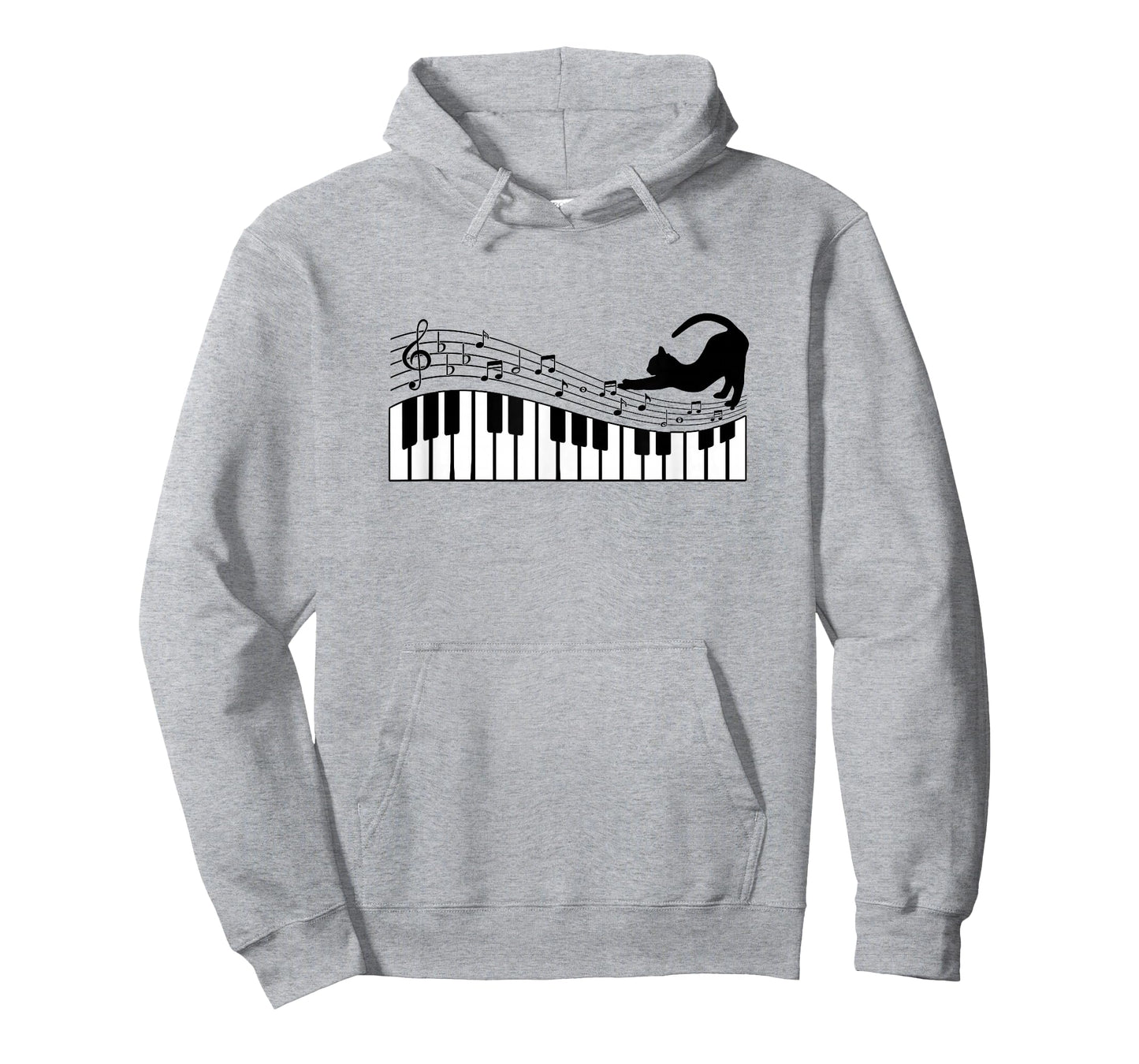 Cute Cat Kitty Playing Piano Music Clef Pianist Musician Art T-Shirt