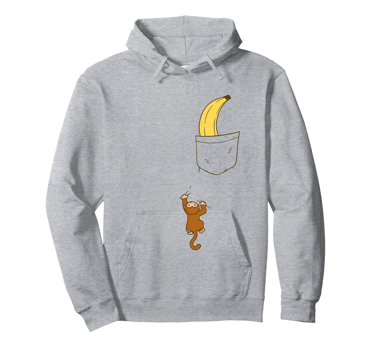 Cute Baby Monkey Climbing for Banana in Pocket Funny Animal T-Shirt
