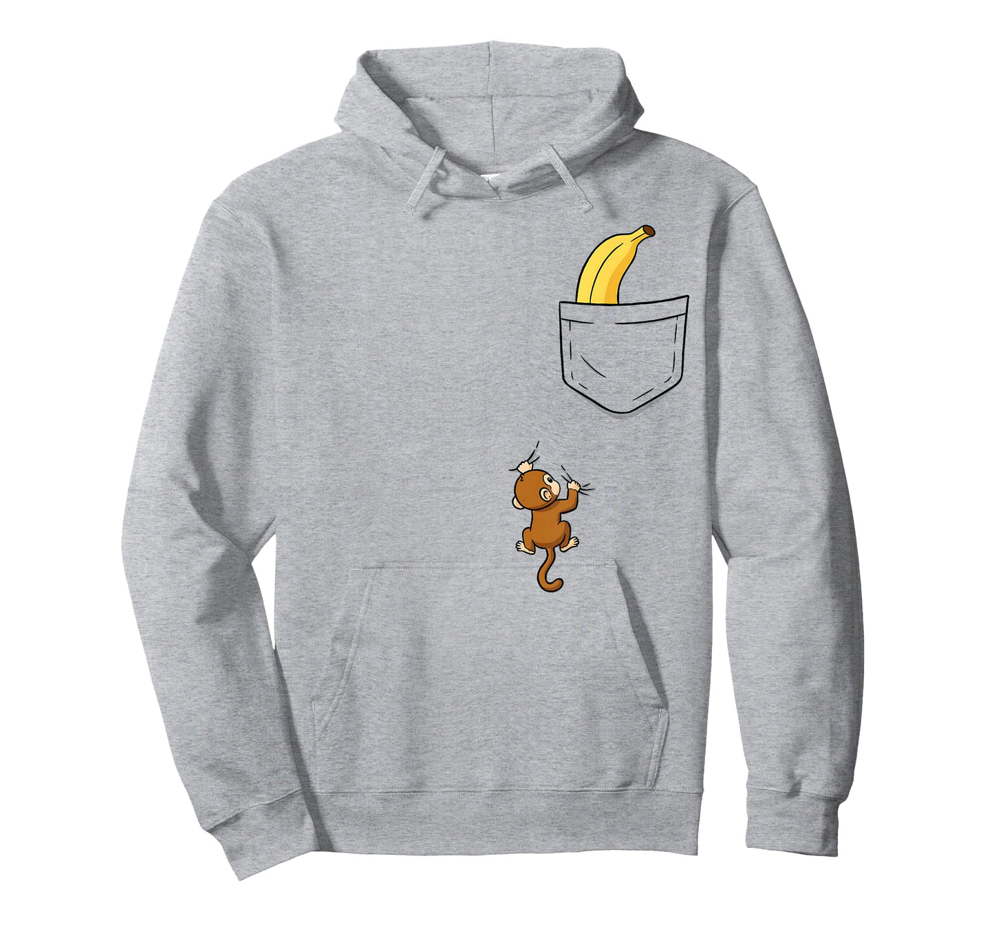 Monkey Climbs for Banana Funny Animal Pocket Design T-Shirt