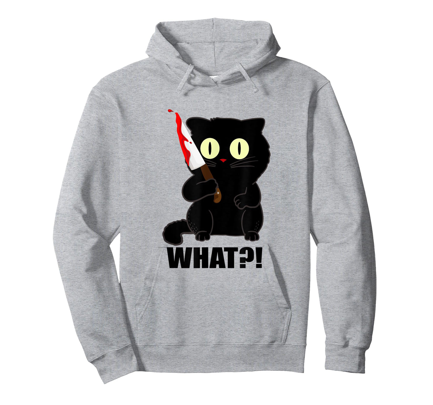 cat what funny scary black cat halloween with bloody knife Men Women T-Shirt