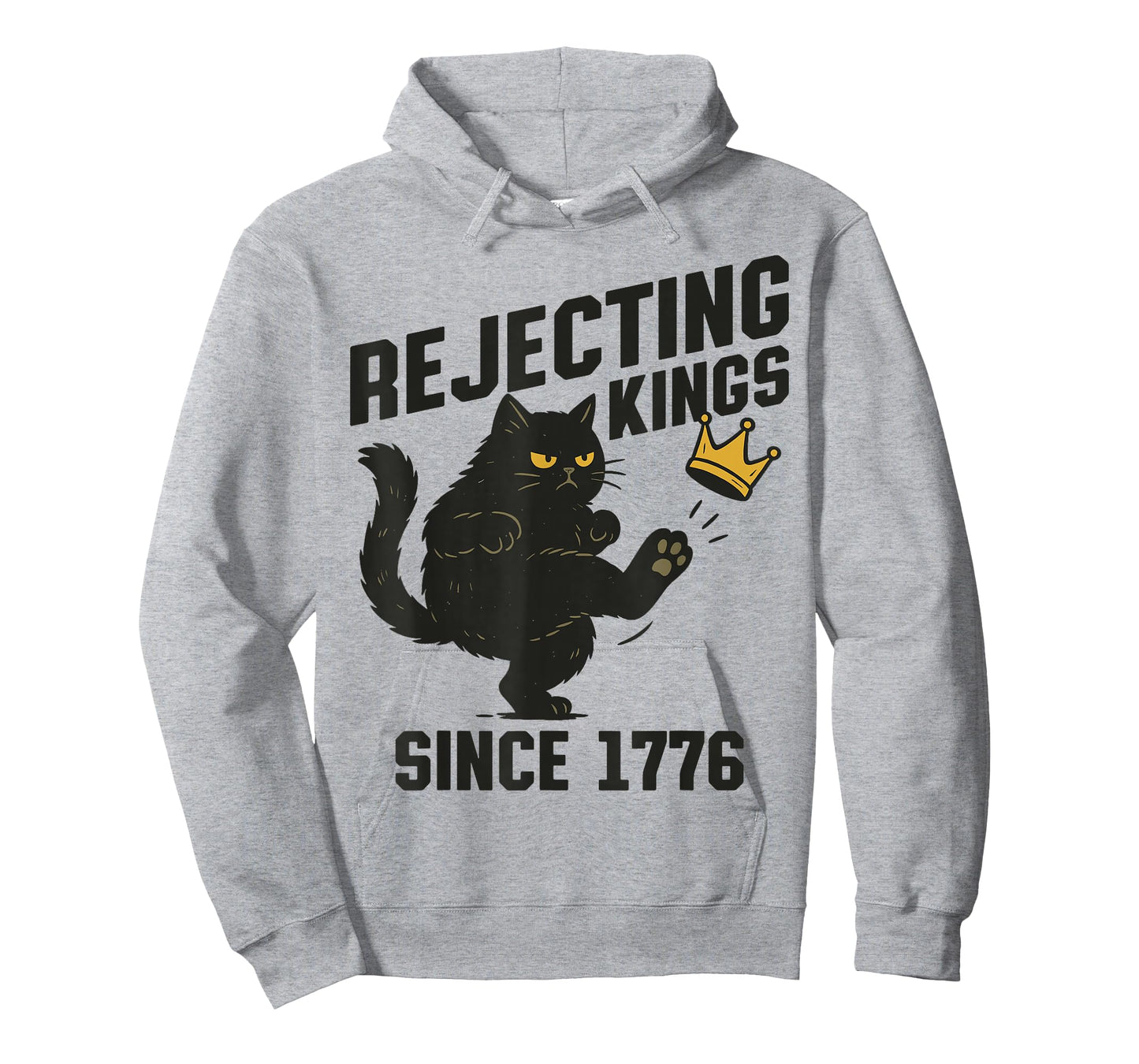 Vintage Black Cat Rejecting Kings America Since 1776 Quote T-Shirt