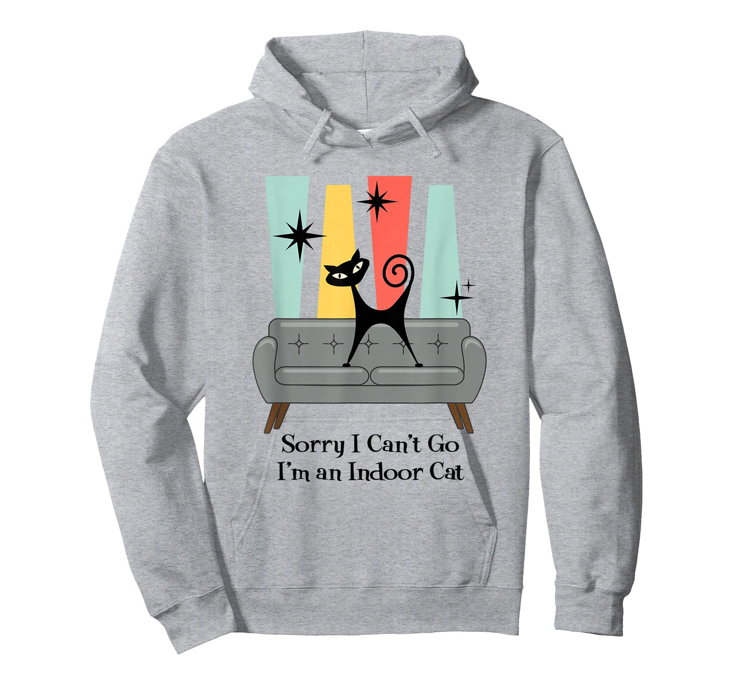Sorry I Can't Go I'm an Indoor Cat Funny Mid Century T-Shirt