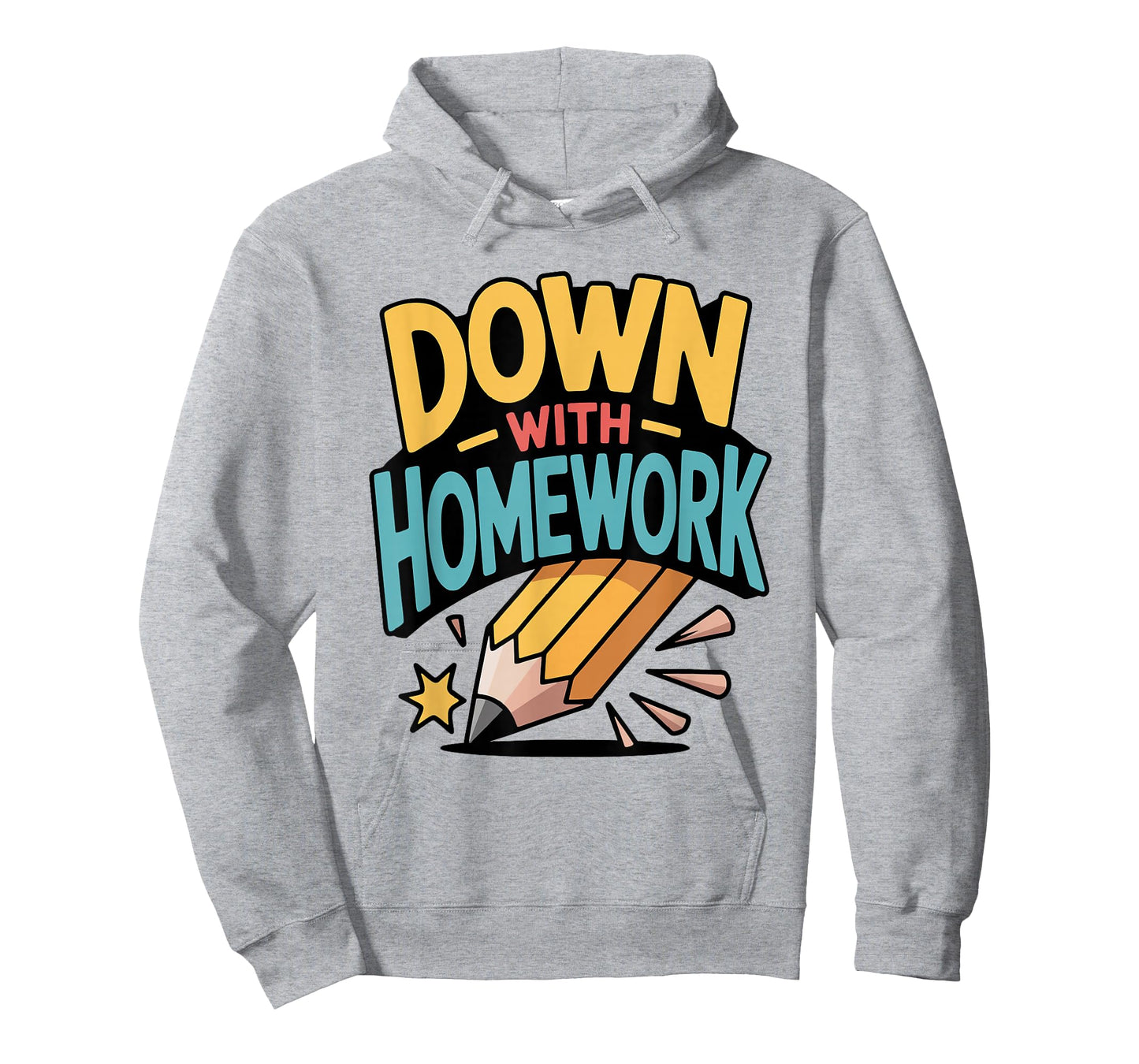 Down with Homework Funny Student Pencil School Humor Joke T-Shirt