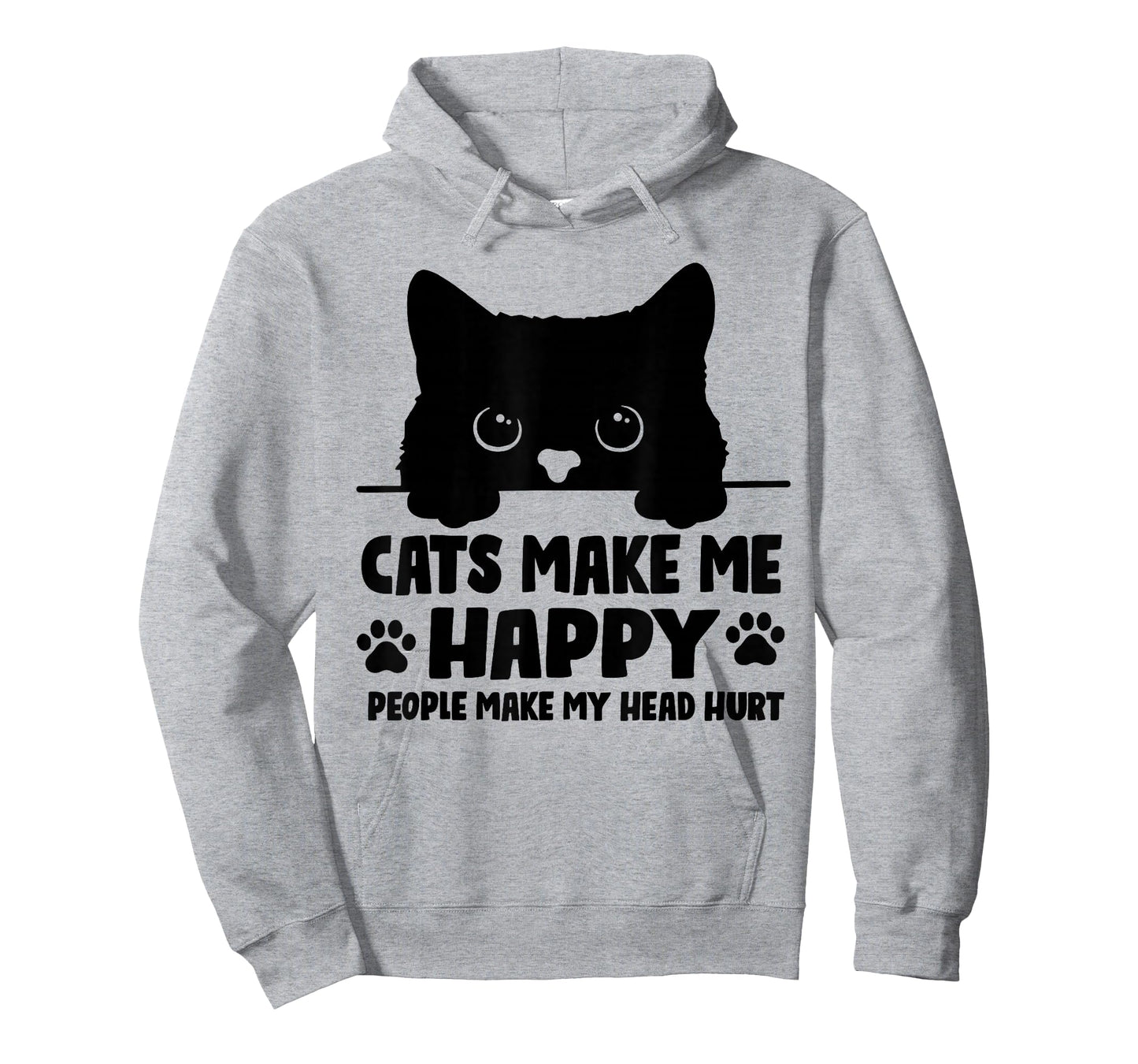 Cats Make Me Happy Humans Make My Head Hurt Black Cat Lover T-Shirt