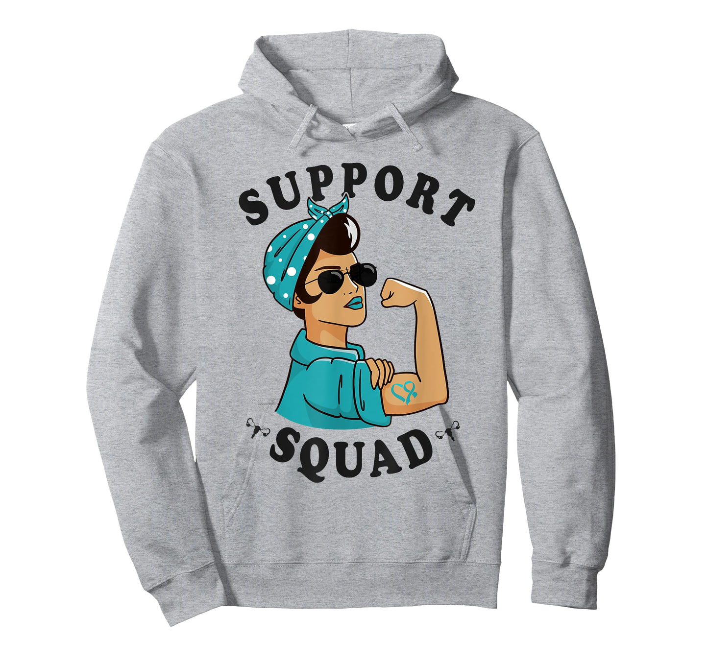 "Support Squad" Teal Ribbon Bandana Women Ovarian Cancer T-Shirt