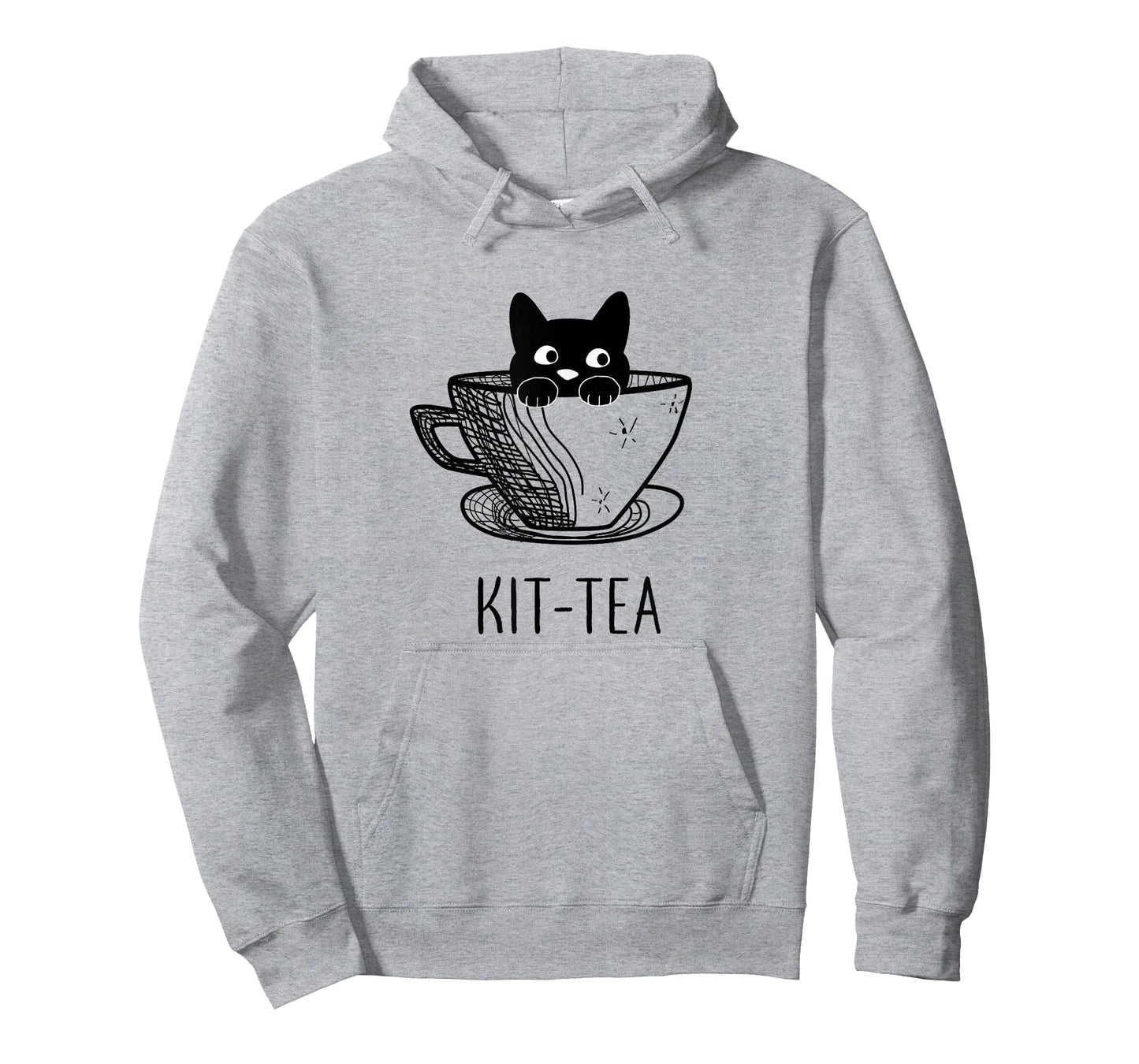 Funny Black Cat Kit-Tea Graphic T-Shirt