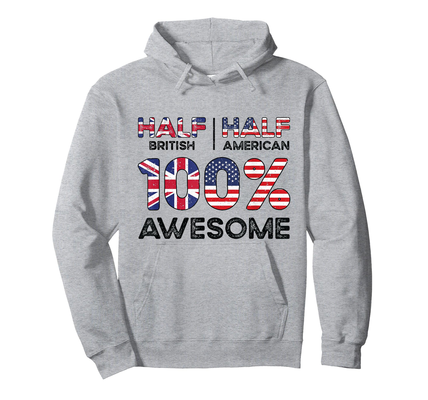 Half British Half American 100% Awesome British American Patriot USA Grown United Kingdom UK US Flag T-Shirt