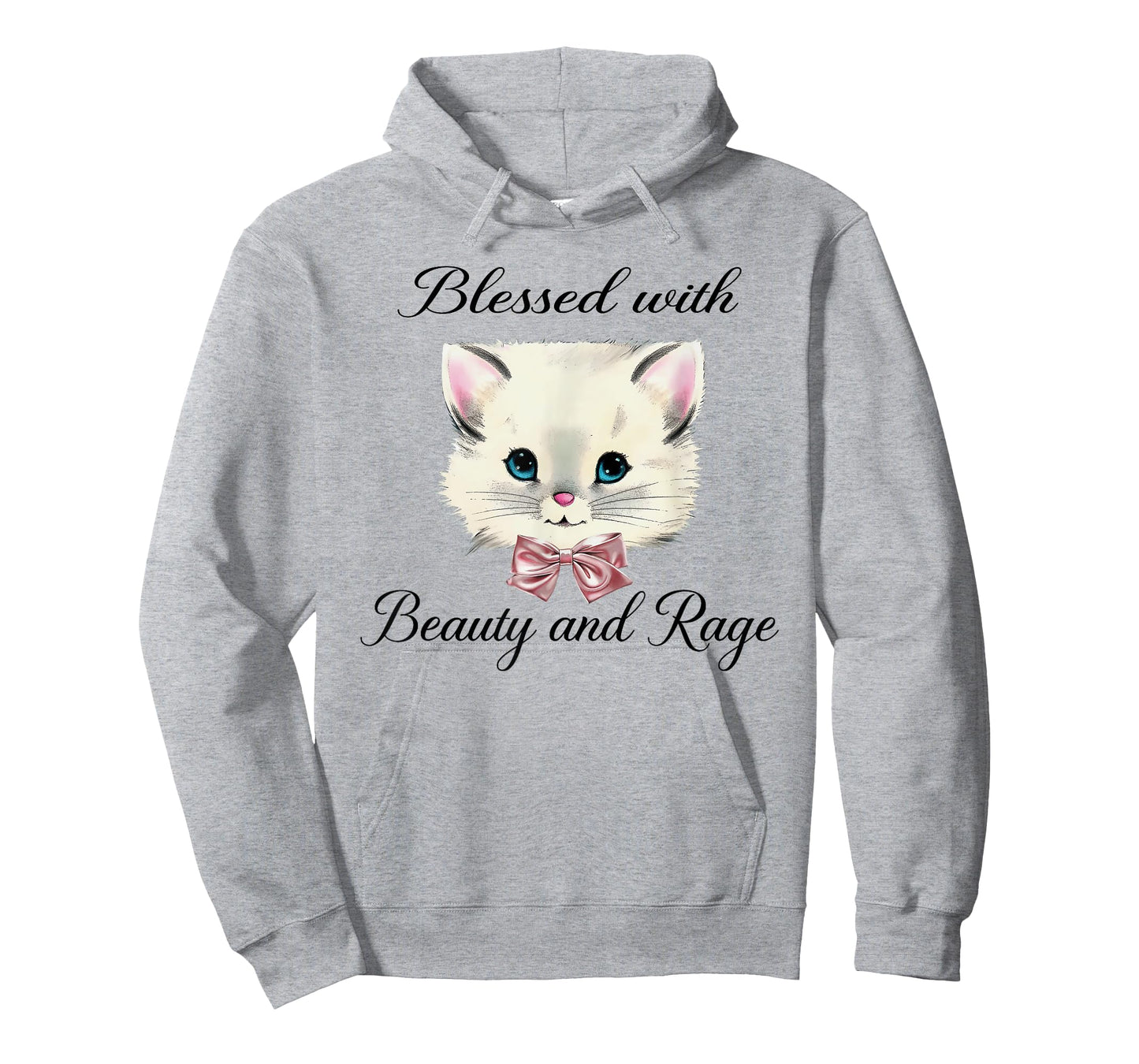 Blessed With Beauty And Rage Cute Lovely Cat Face Ribbon T-Shirt for Men Women