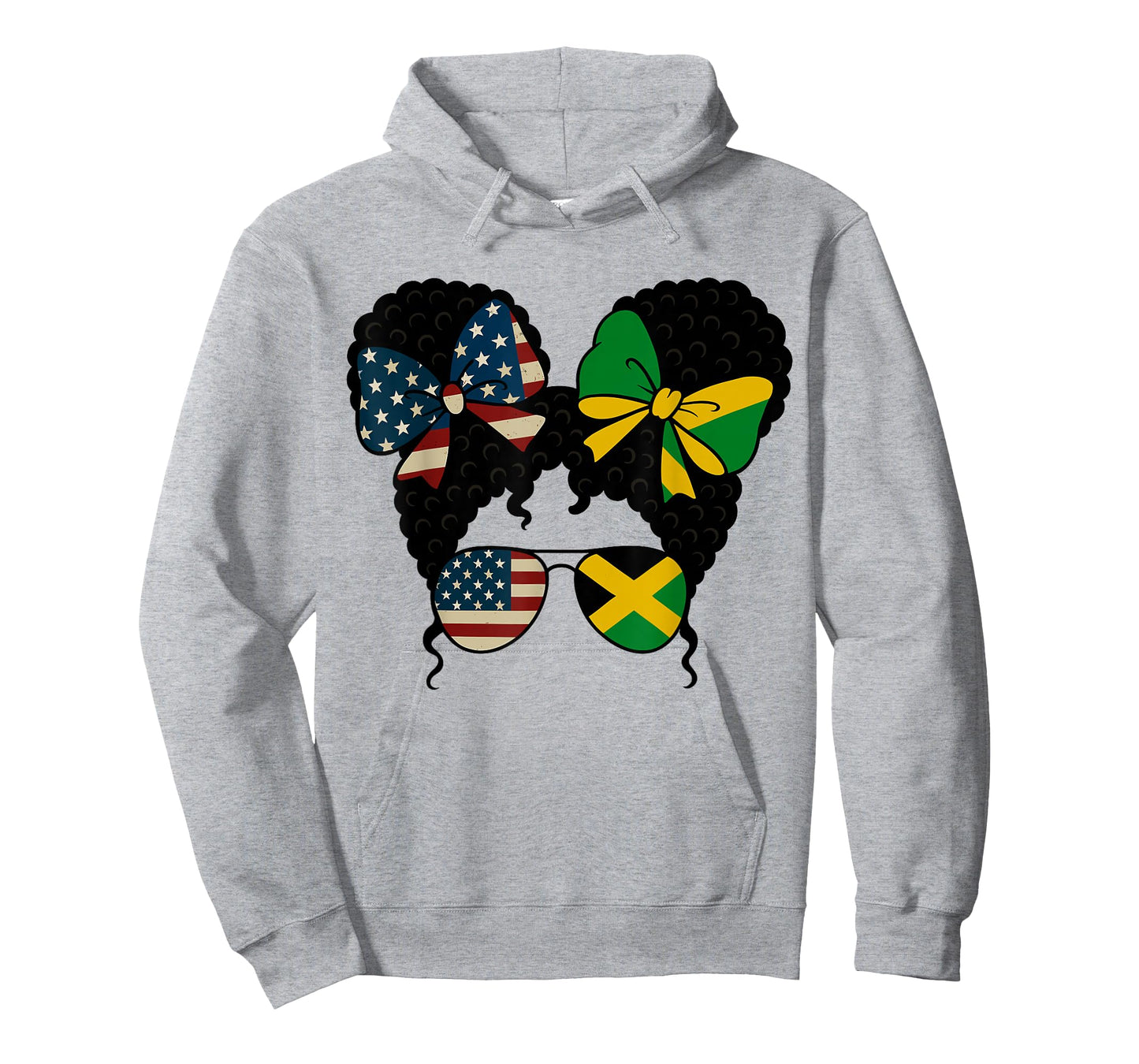 Half American Jamaican Girl Afro Hair USA Jamaica Flag T-Shirt