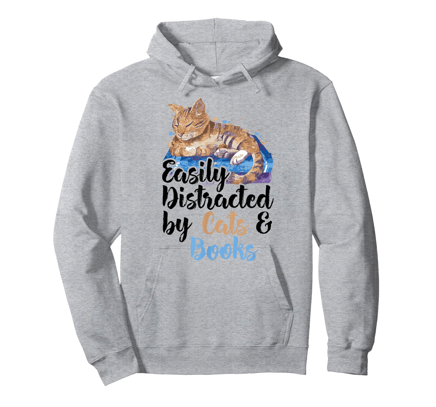Easily Distracted by Cats And Books for Cat Lovers Men Women Kids T-Shirt