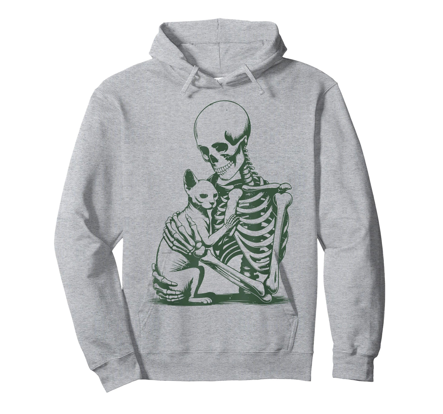 Vintage Skeleton Holding Sphynx Cat Halloween Funny Women T-Shirt