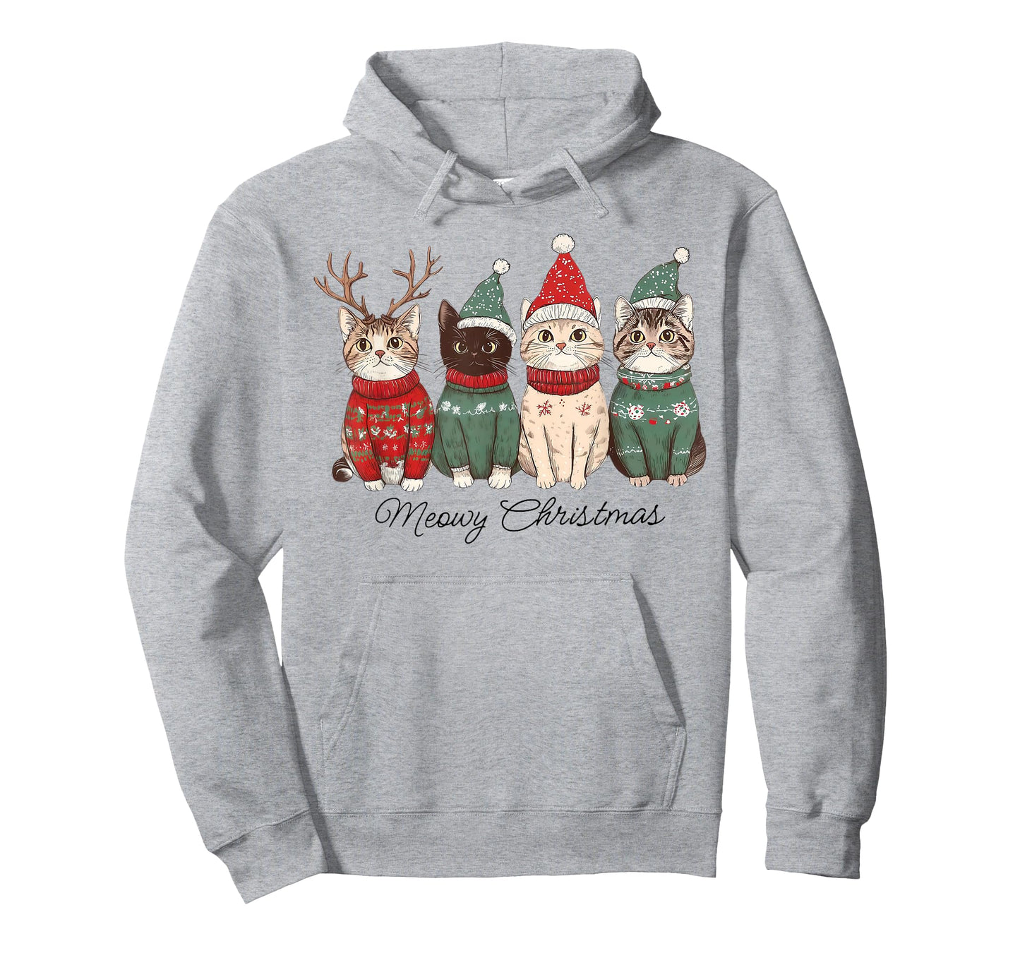 Meowy Catmas Cat Christmas Lights Xmas Pajamas Cat Lover T-Shirt