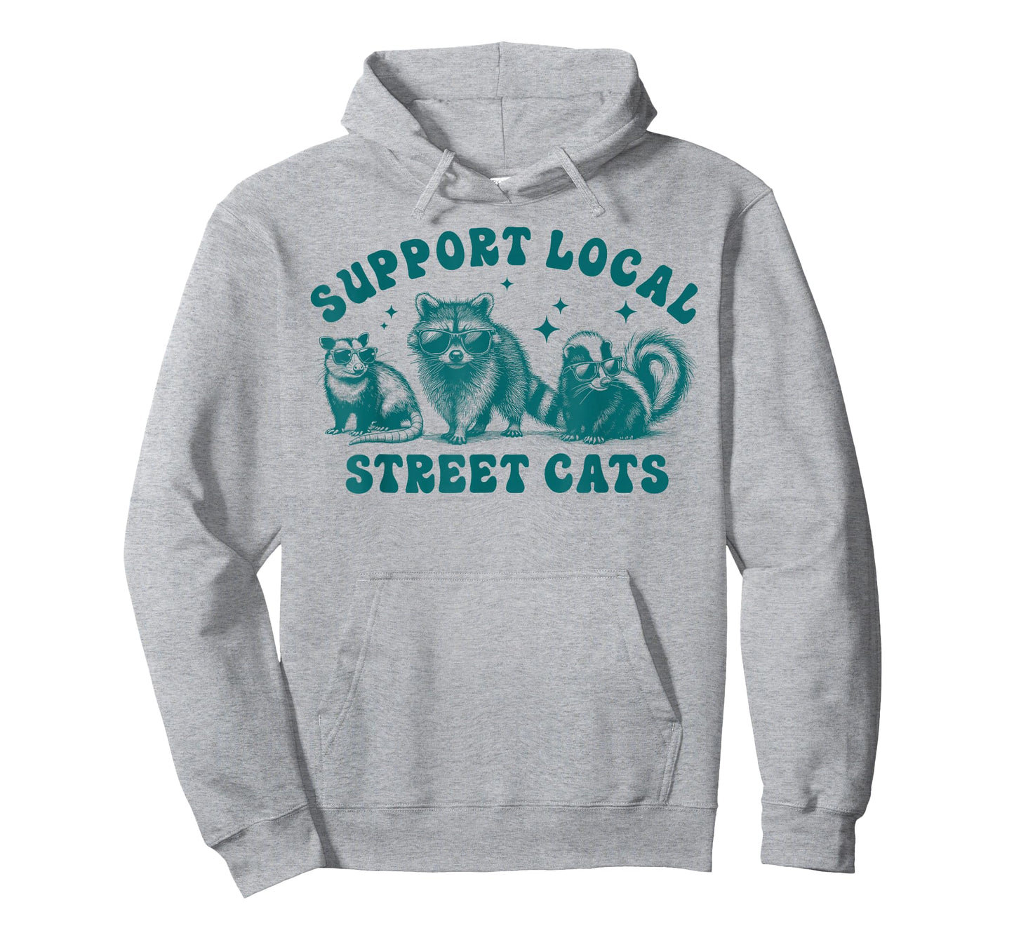 Support Your Local Street Cats Funny Raccoon Cool Sunglasses T-Shirt