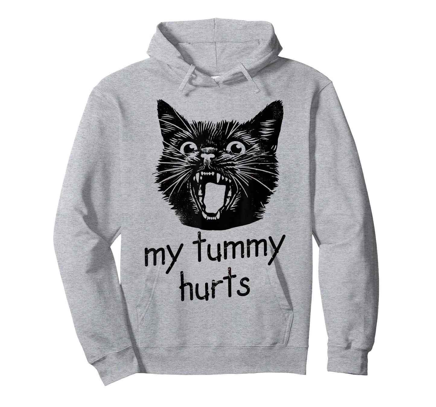 My Tummy Hurts Funny Black Cat Meme Stomach Ache IBS-C Joke T-Shirt for Men Women