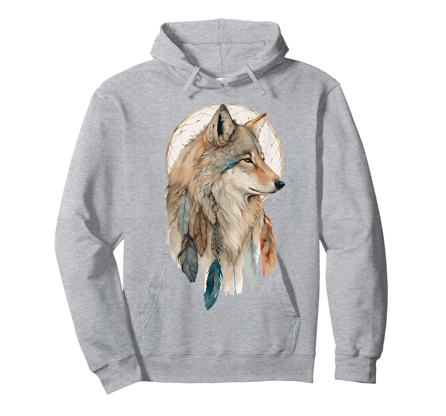 Wolf Tribal Watercolor Wolf Dream Catcher T-Shirt
